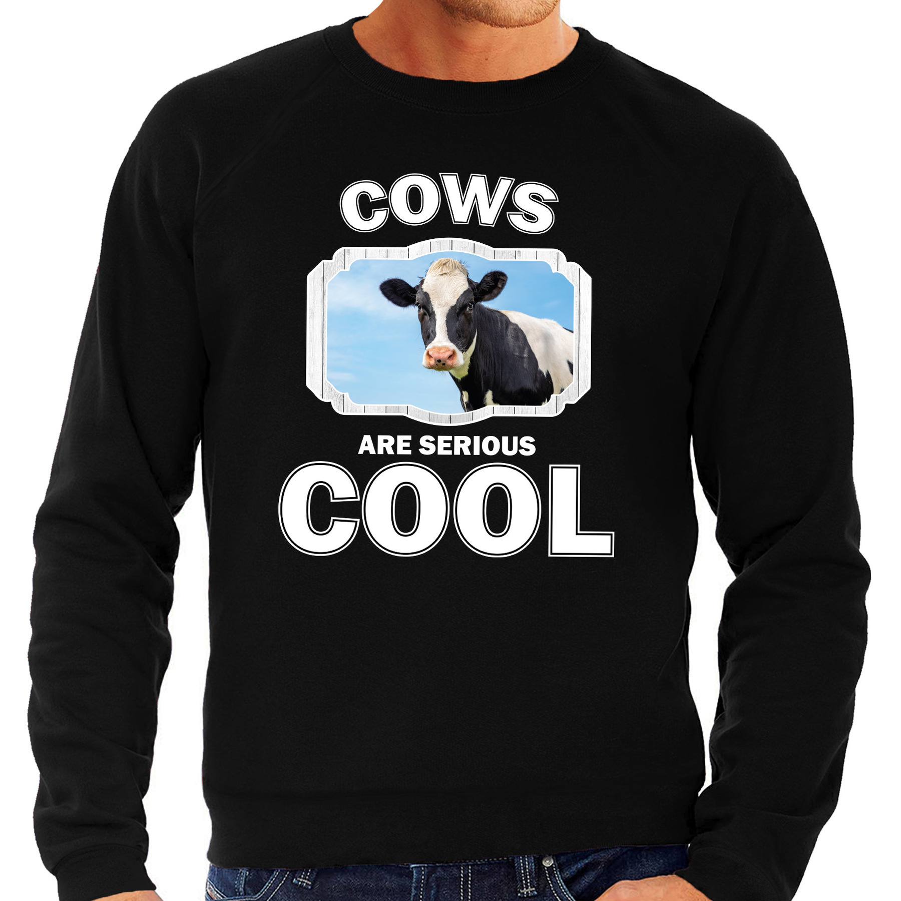 Sweater cows are serious cool zwart heren - koeien/ koe trui