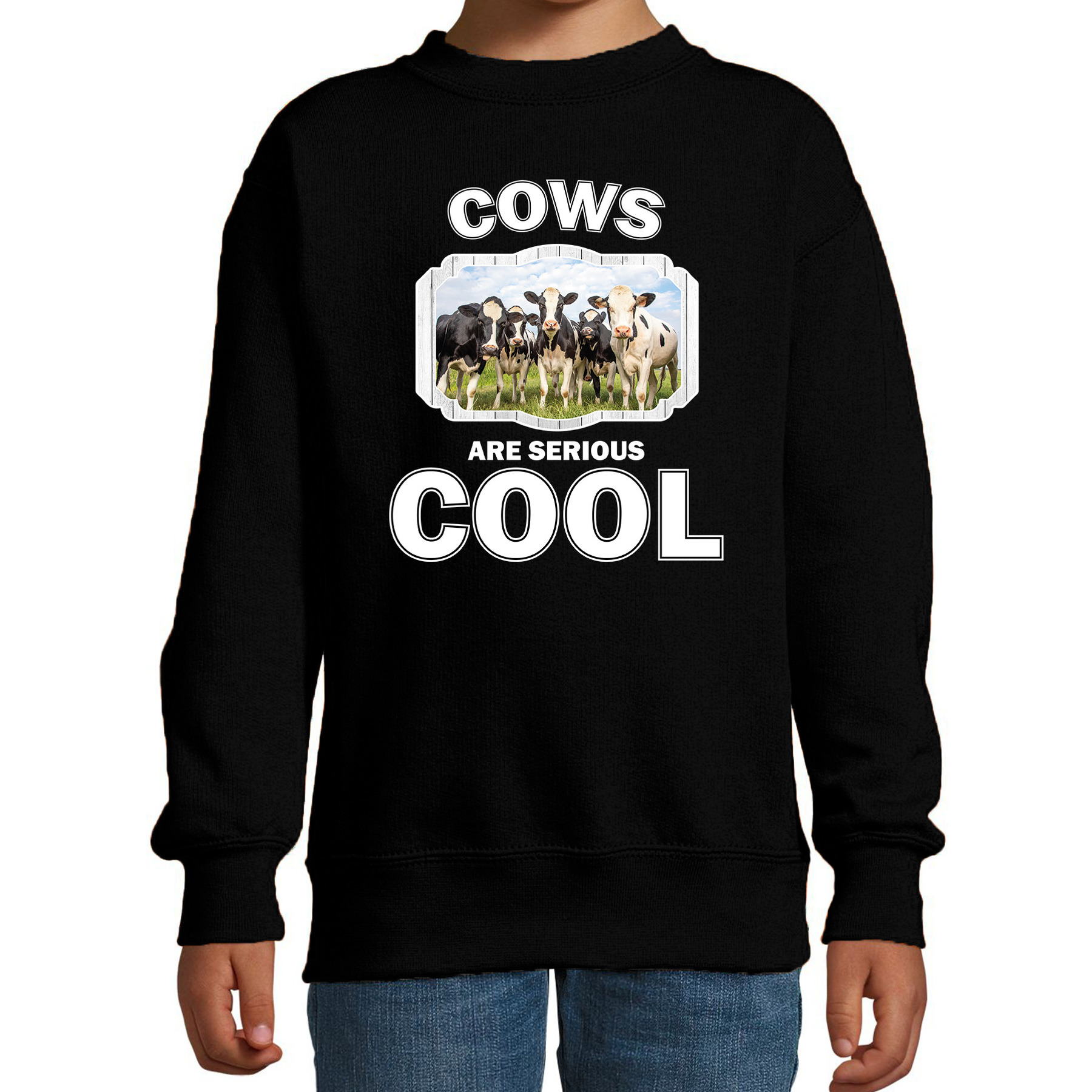 Sweater cows are serious cool zwart kinderen - kudde Nederlandse koeien/ koe trui