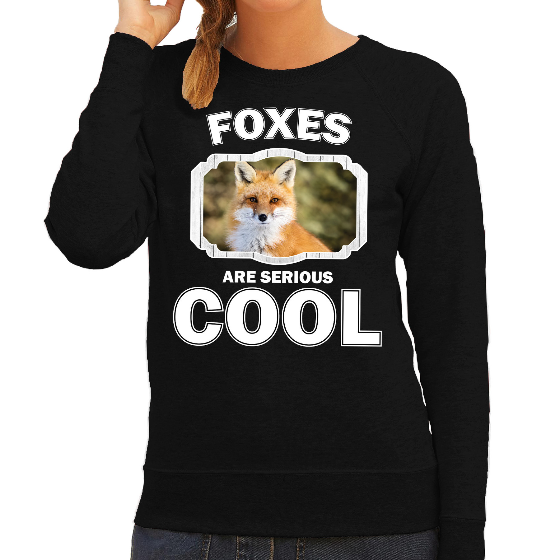 Sweater foxes are serious cool zwart dames - vossen/ vos trui