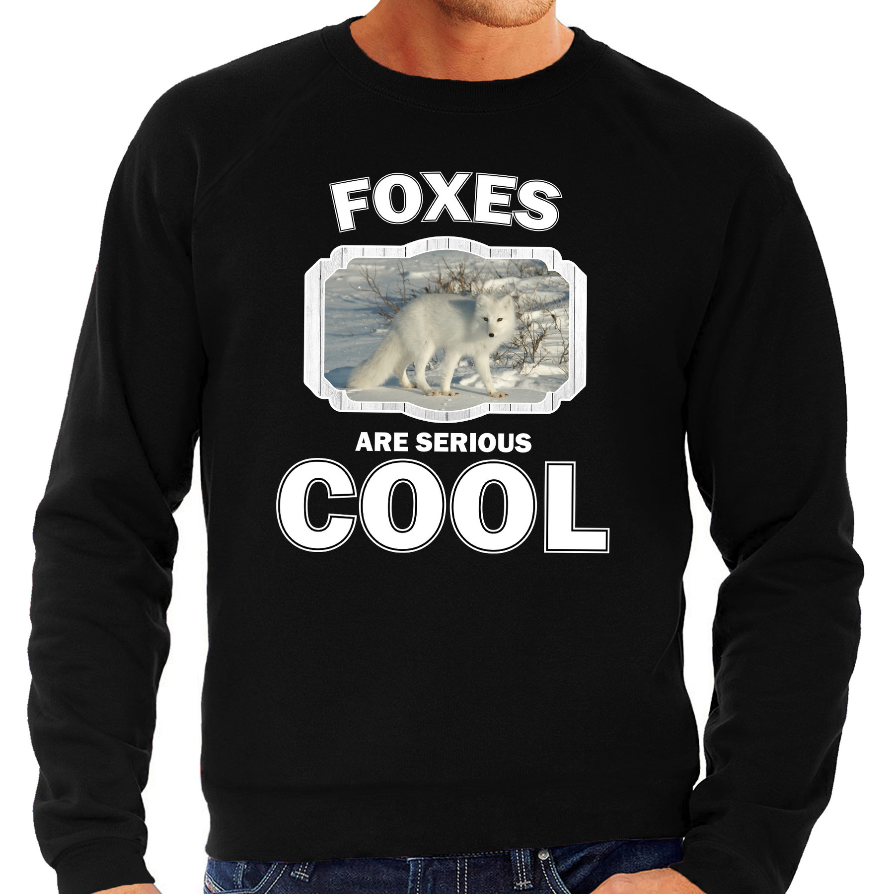 Sweater foxes are serious cool zwart heren - vossen/ poolvos trui
