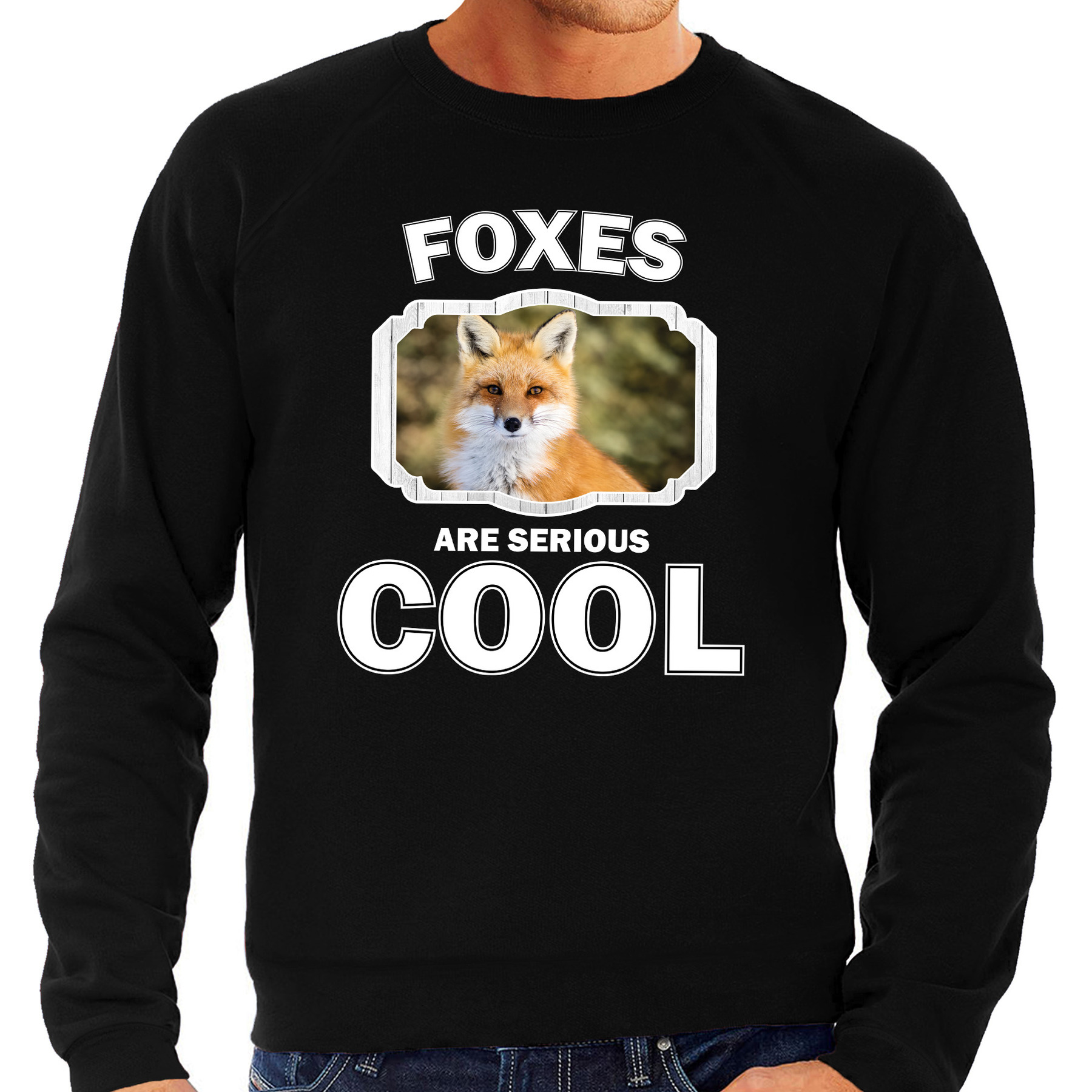 Sweater foxes are serious cool zwart heren - vossen/ vos trui