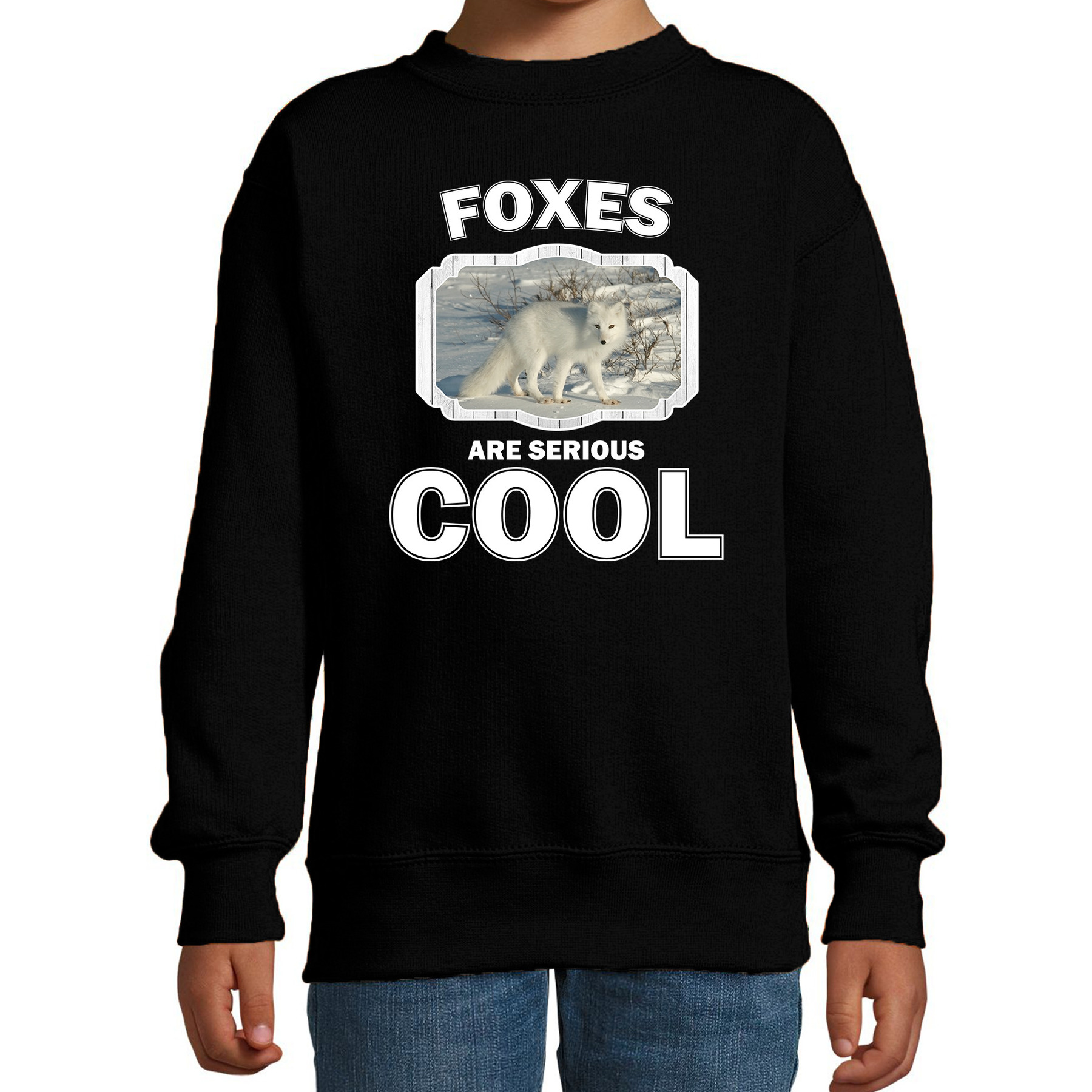 Sweater foxes are serious cool zwart kinderen - vossen/ poolvos trui