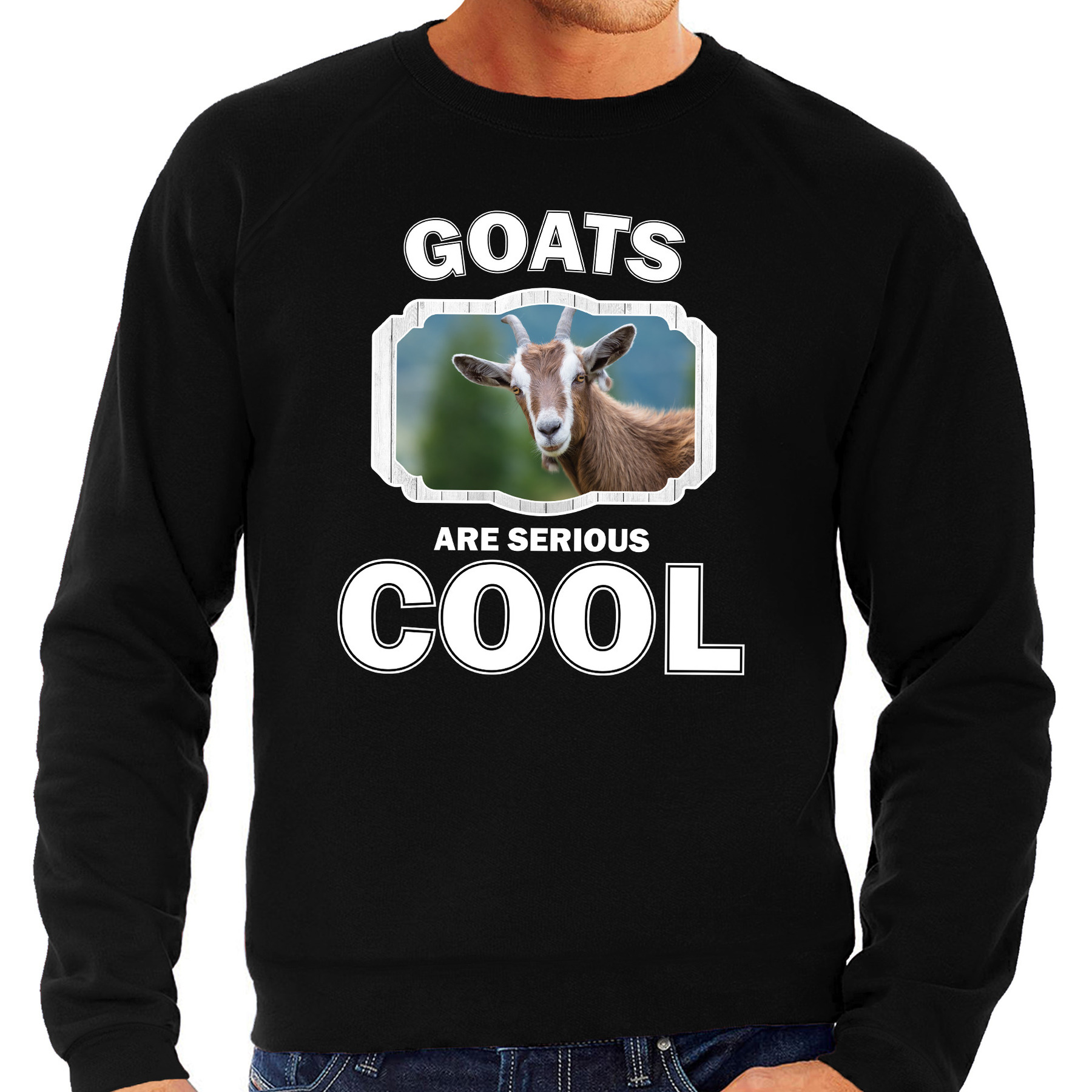 Sweater goats are serious cool zwart heren - geiten/ geit trui