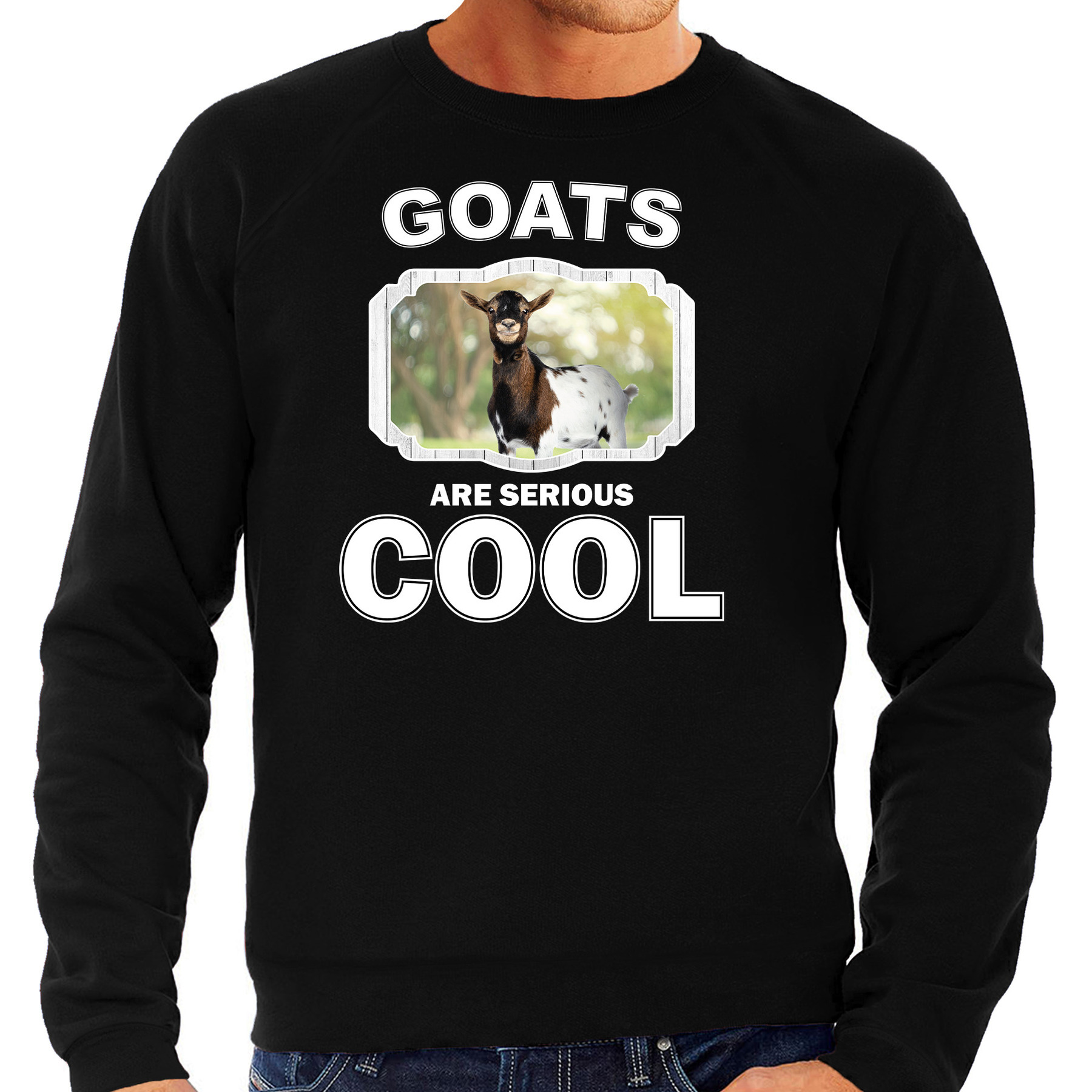 Sweater goats are serious cool zwart heren - geiten/ gevlekte geit trui