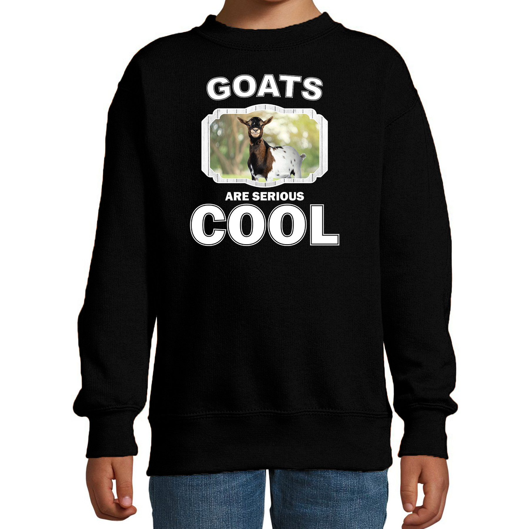Sweater goats are serious cool zwart kinderen - geiten/ gevlekte geit trui