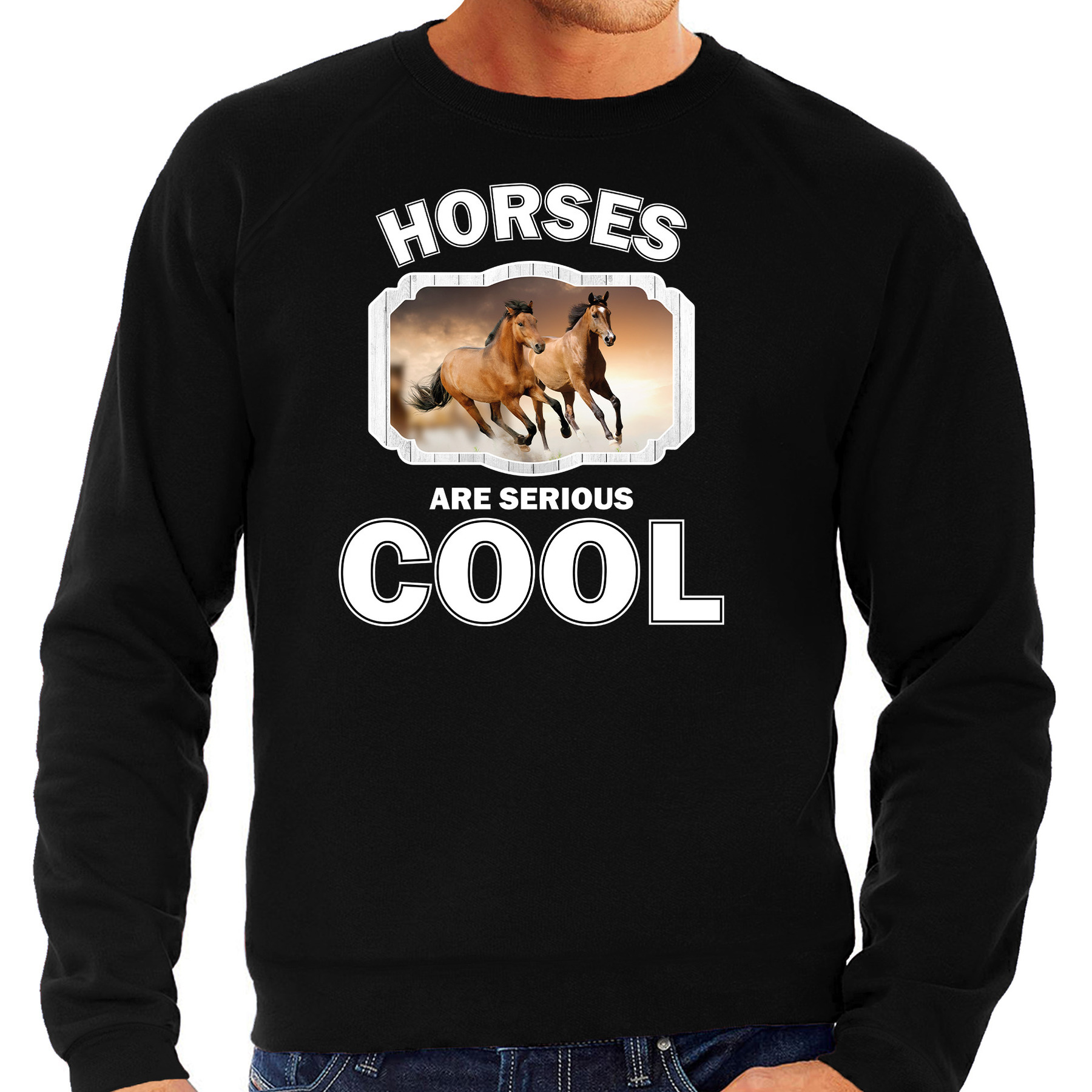 Sweater horses are serious cool zwart heren paarden- bruin paard trui