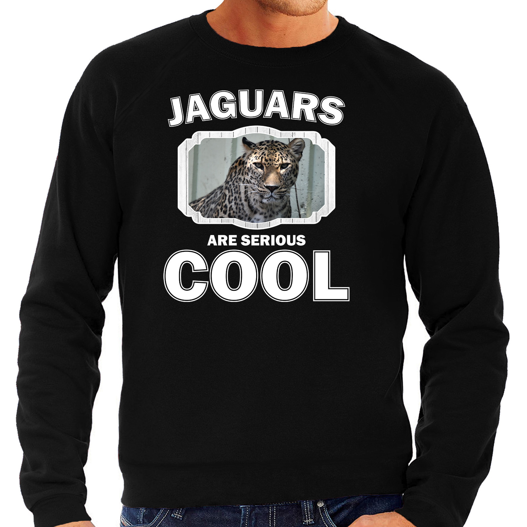 Sweater jaguars are serious cool zwart heren - jaguars/ gevlekte jaguar trui