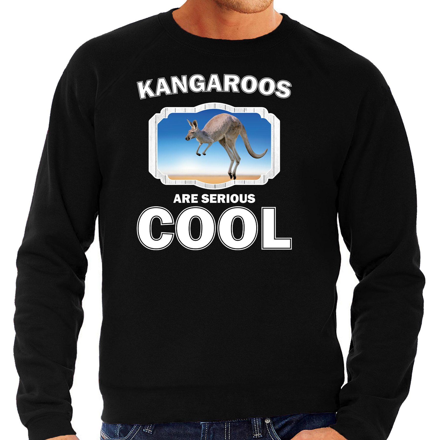 Sweater kangaroos are serious cool zwart heren - kangoeroes/ kangoeroe trui
