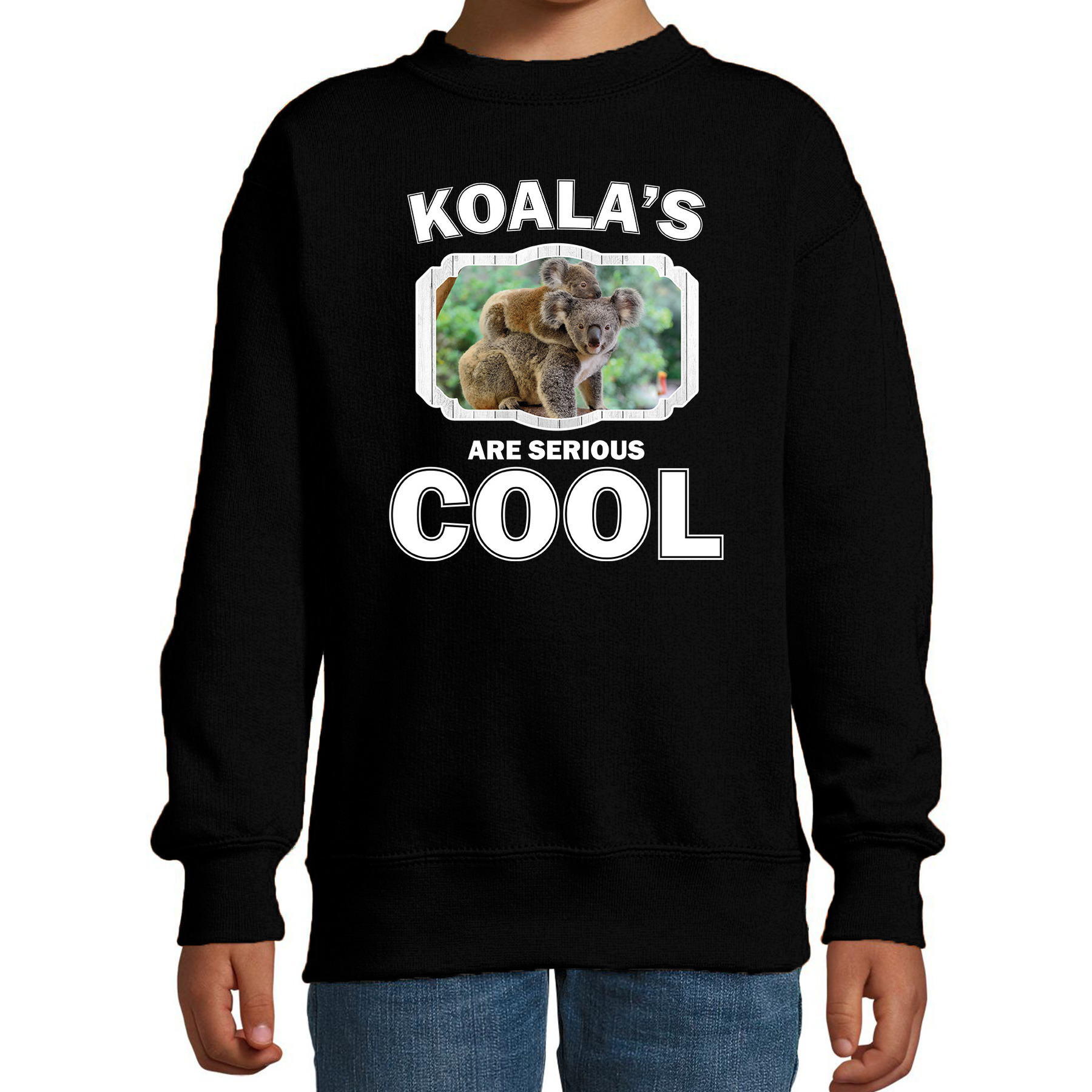 Sweater koalas are serious cool zwart kinderen - koalaberen/ koala trui