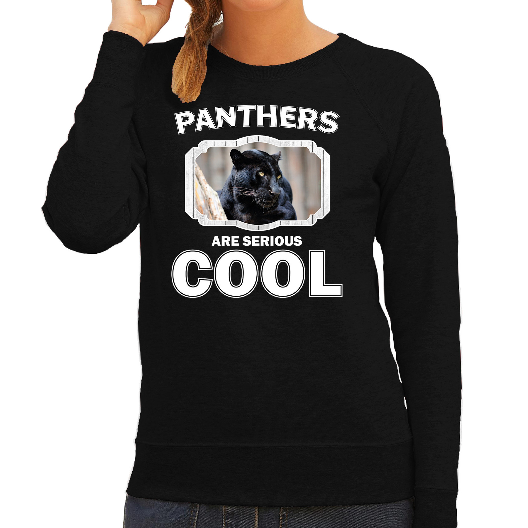 Sweater panthers are serious cool zwart dames - panters/ zwarte panter trui