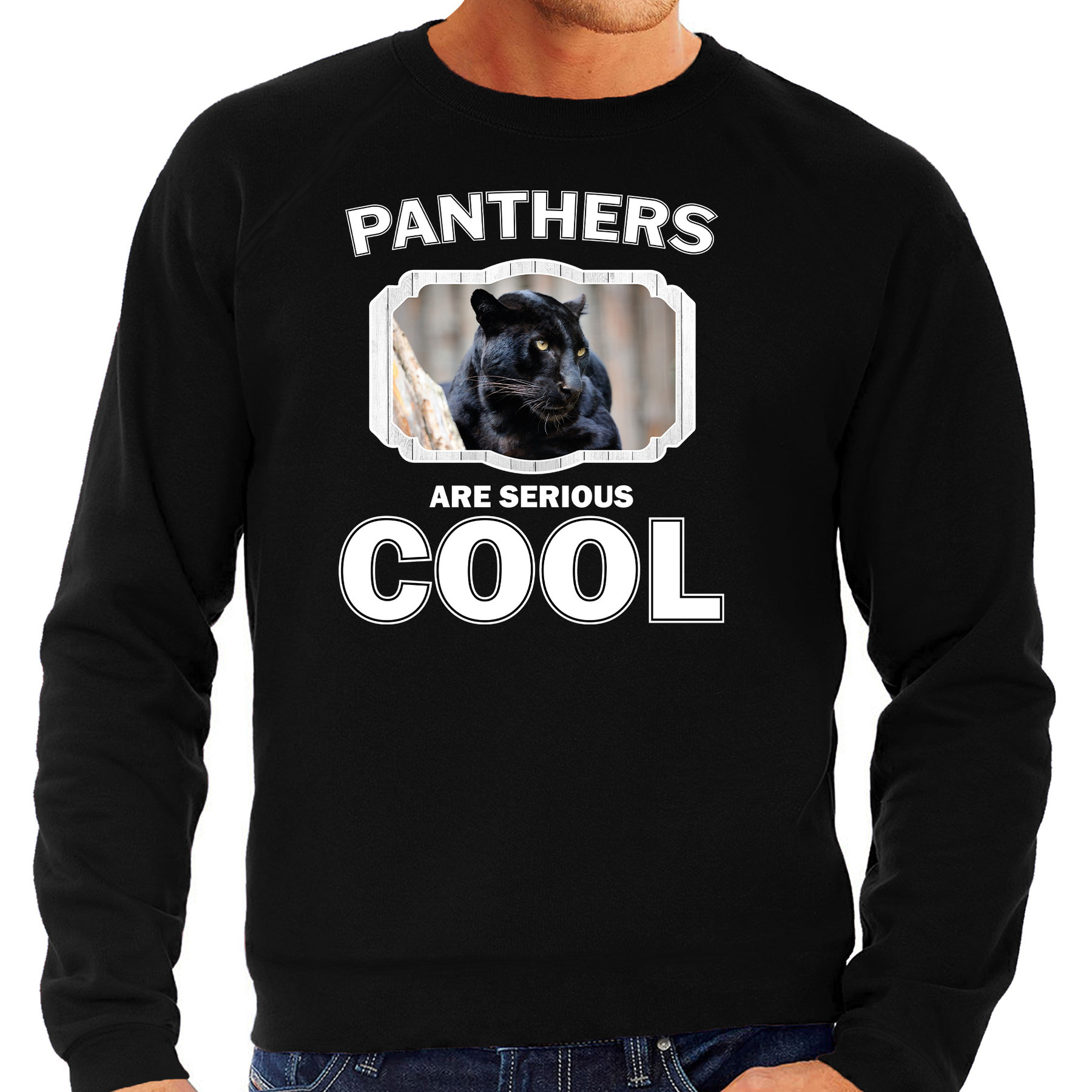 Sweater panthers are serious cool zwart heren - panters/ zwarte panter trui