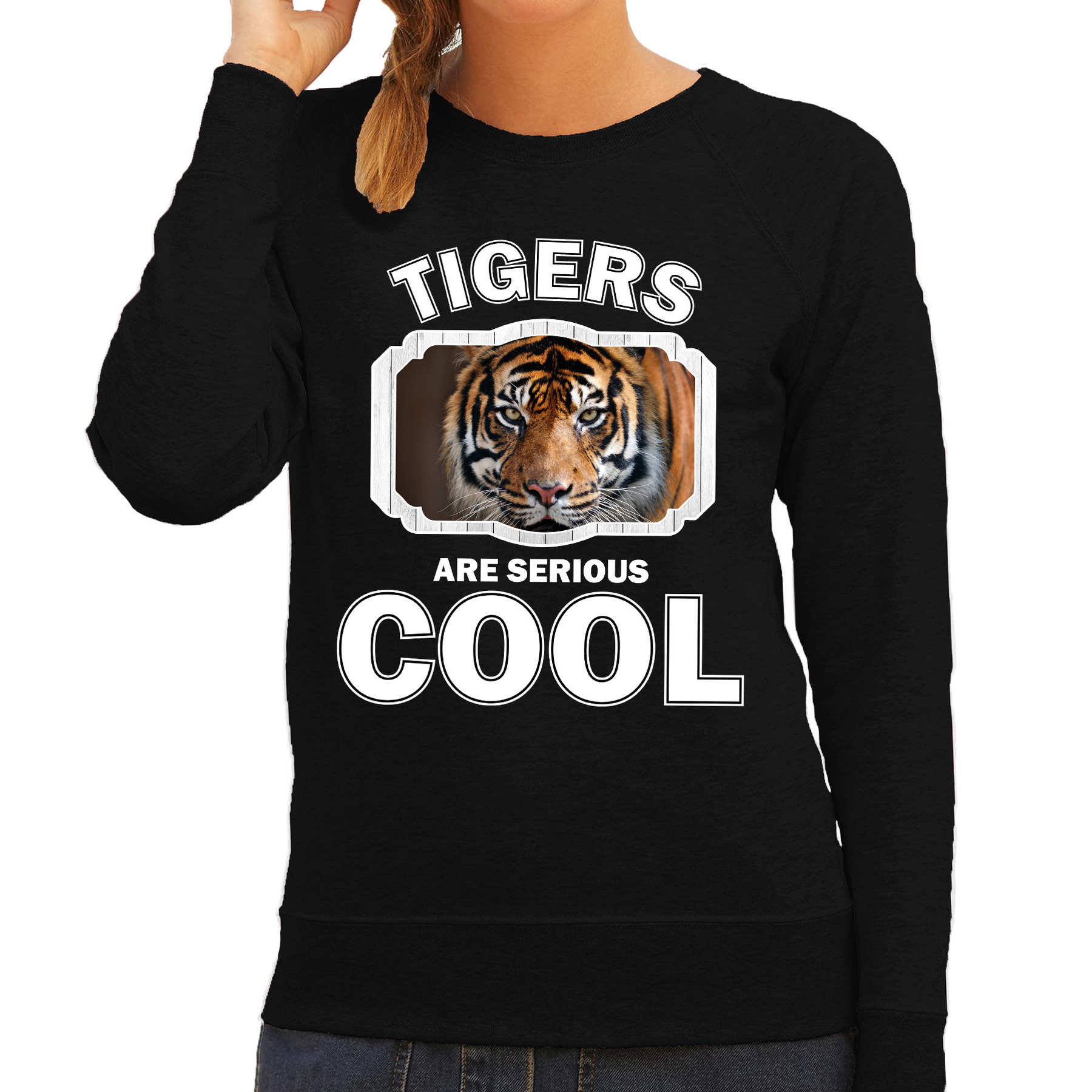 Sweater tigers are serious cool zwart dames - tijgers/ tijger trui