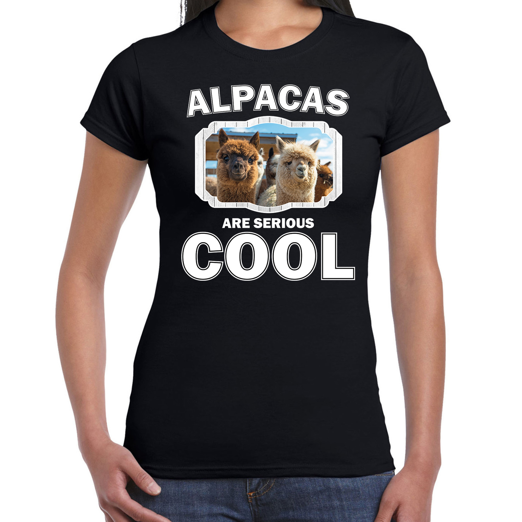 T shirt alpacas are serious cool zwart dames alpaca's alpaca shirt