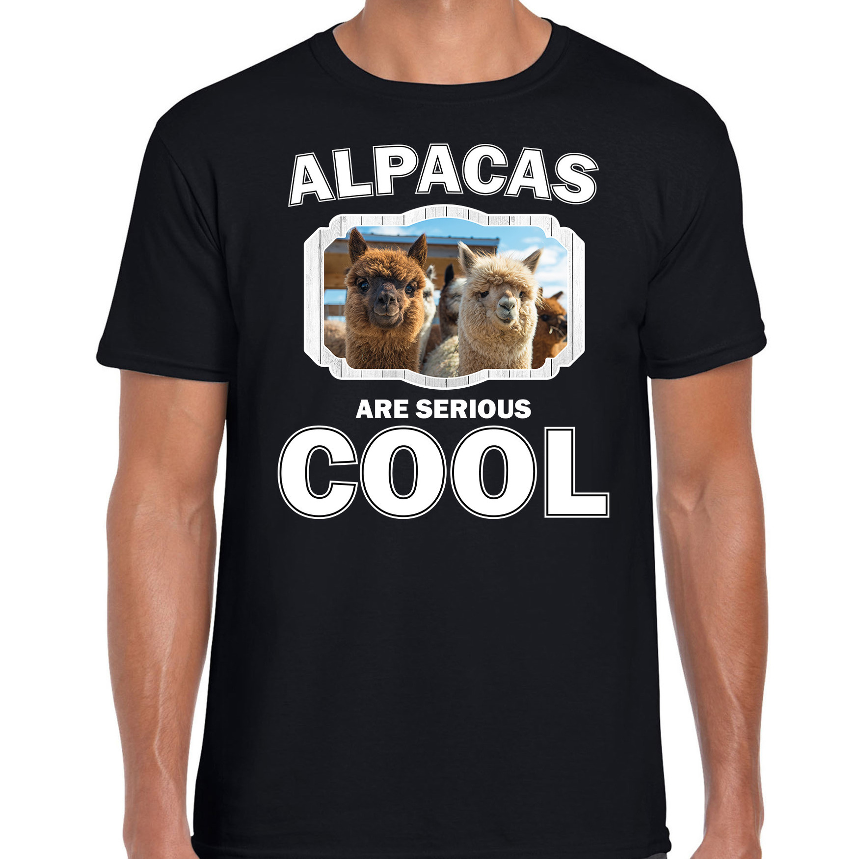 T-shirt alpacas are serious cool zwart heren - alpacas/ alpaca shirt