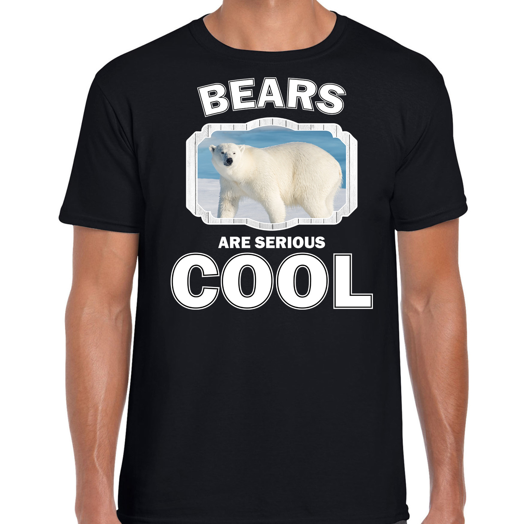 T-shirt bears are serious cool zwart heren - ijsberen/ grote ijsbeer shirt