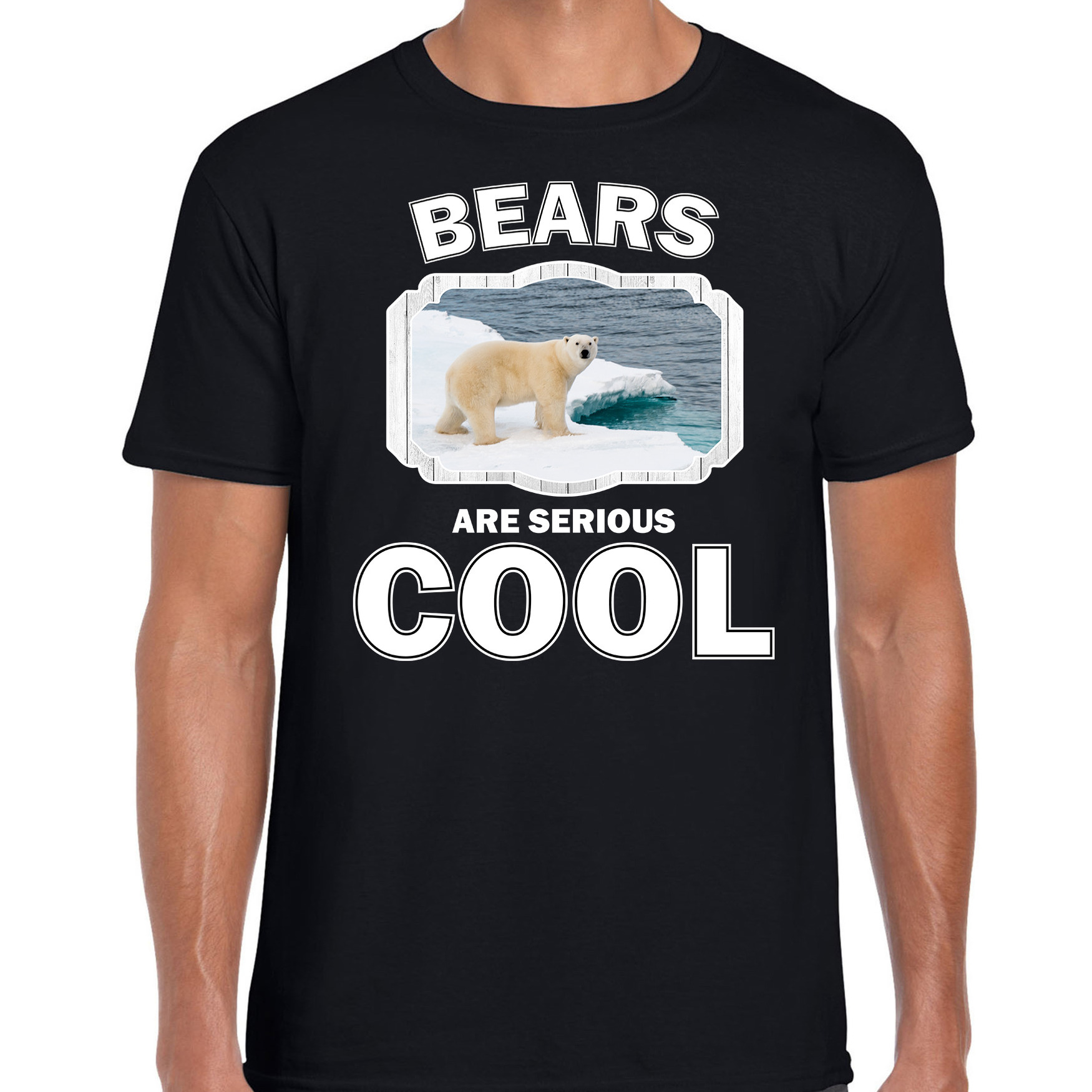 T-shirt bears are serious cool zwart heren - ijsberen/ ijsbeer shirt