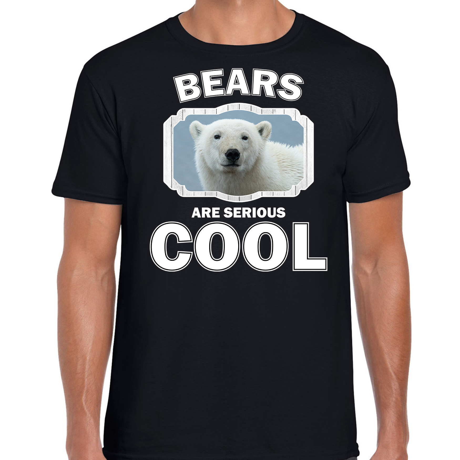 T-shirt bears are serious cool zwart heren - ijsberen/ witte ijsbeer shirt
