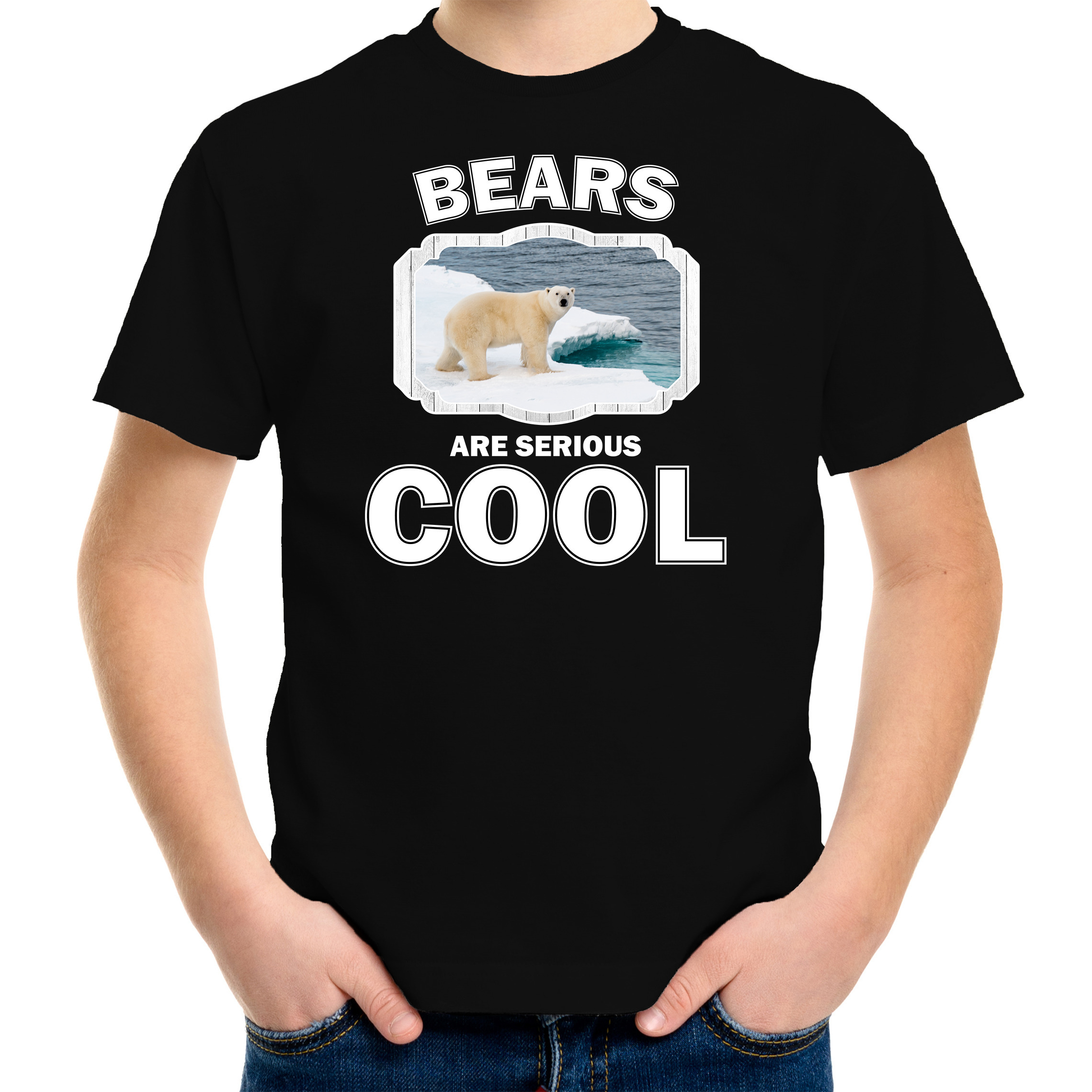 T-shirt bears are serious cool zwart kinderen - ijsberen/ ijsbeer shirt