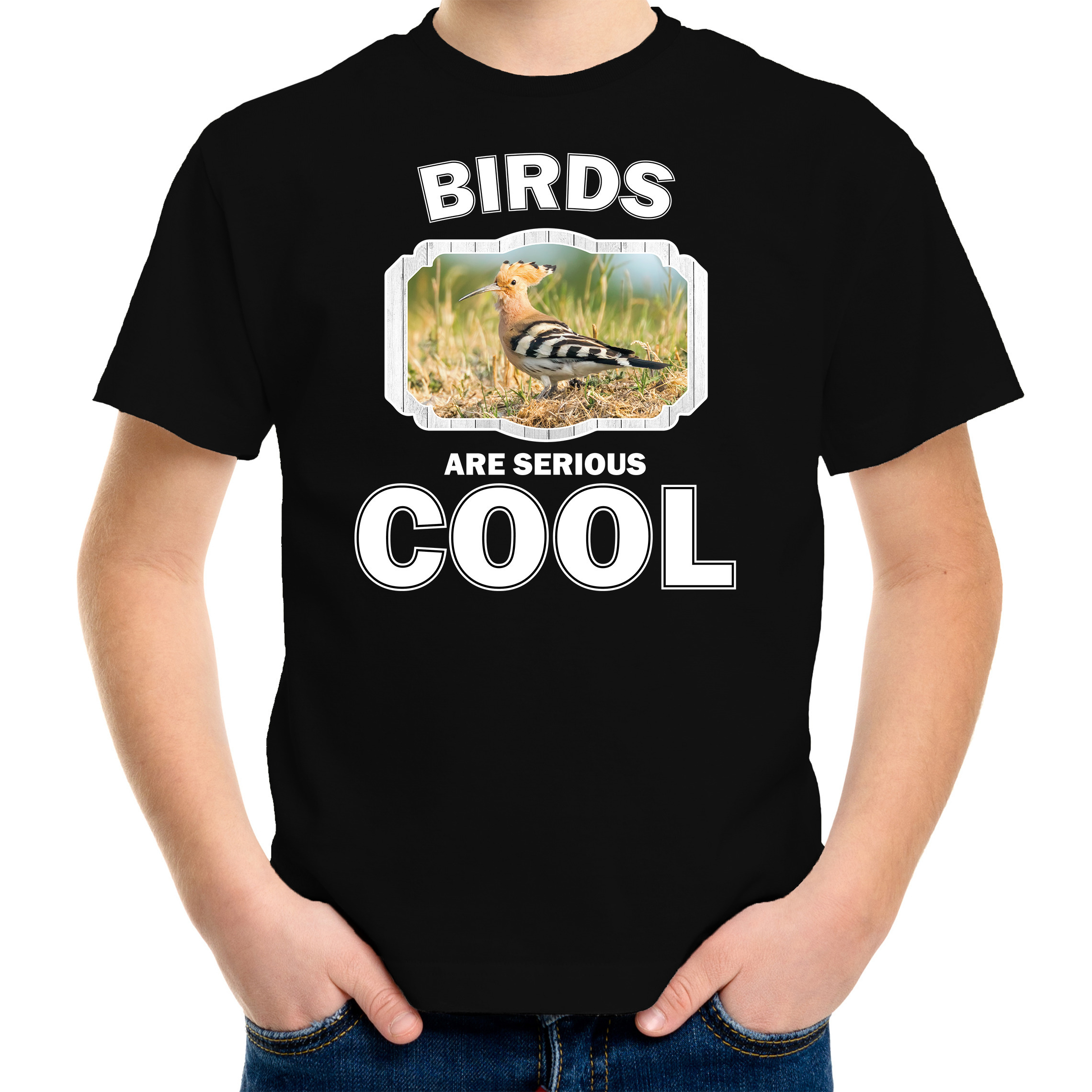 T-shirt birds are serious cool zwart kinderen - vogels/ hop vogel shirt