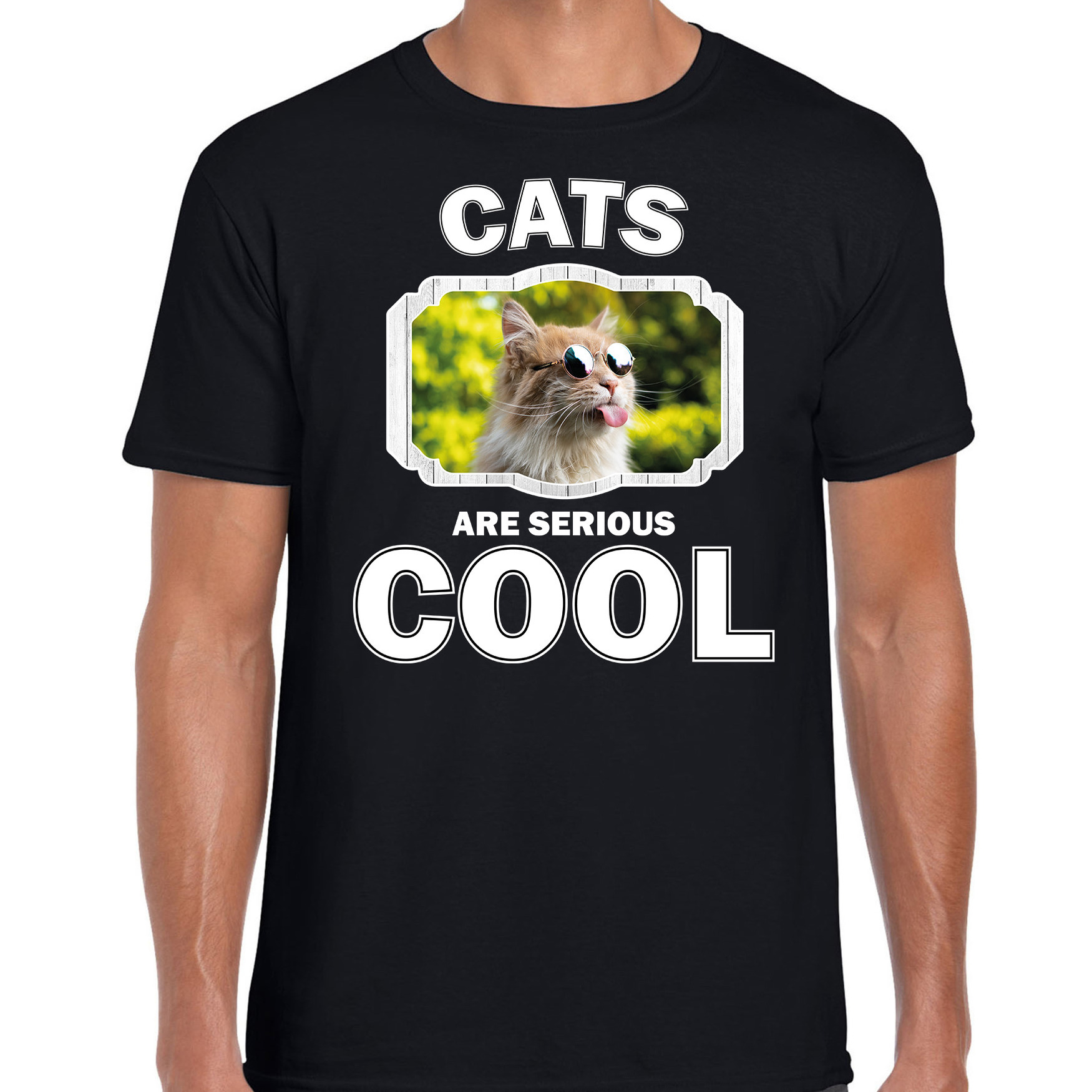 T-shirt cats are serious cool zwart heren - katten/ gekke poes shirt
