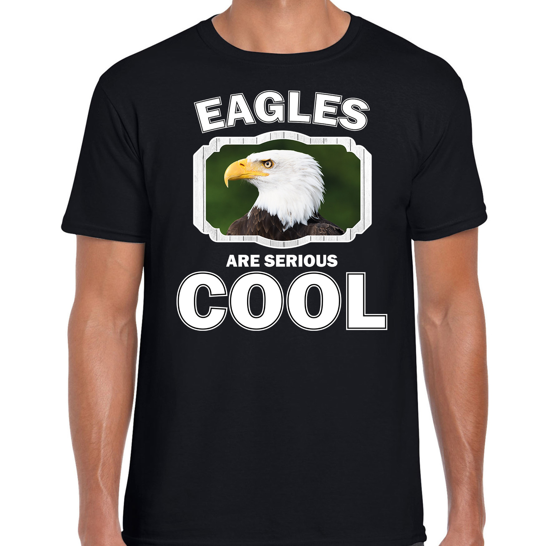 T-shirt eagles are serious cool zwart heren - zeearenden/ arend shirt
