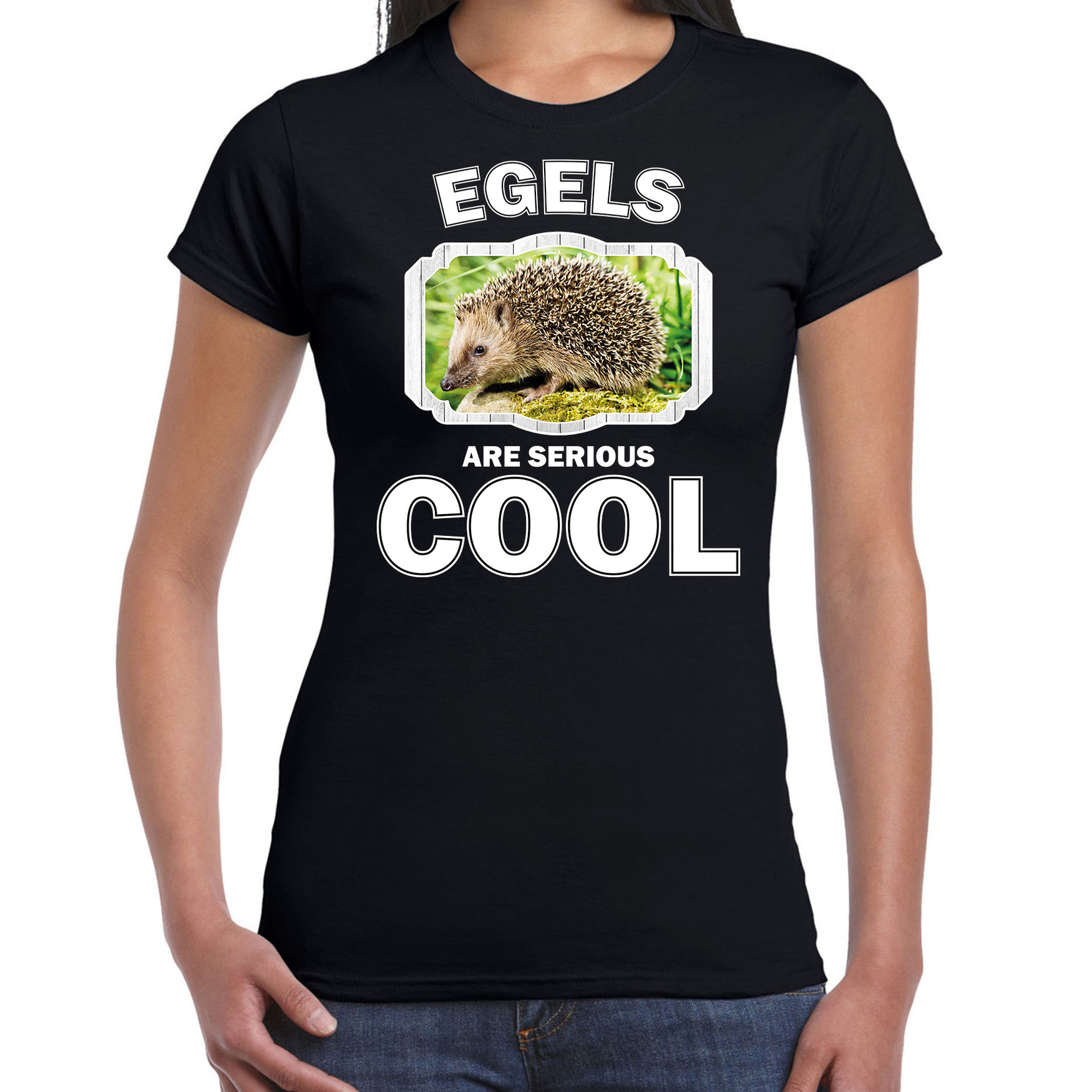 T-shirt egels are serious cool zwart dames - egels/ egel shirt