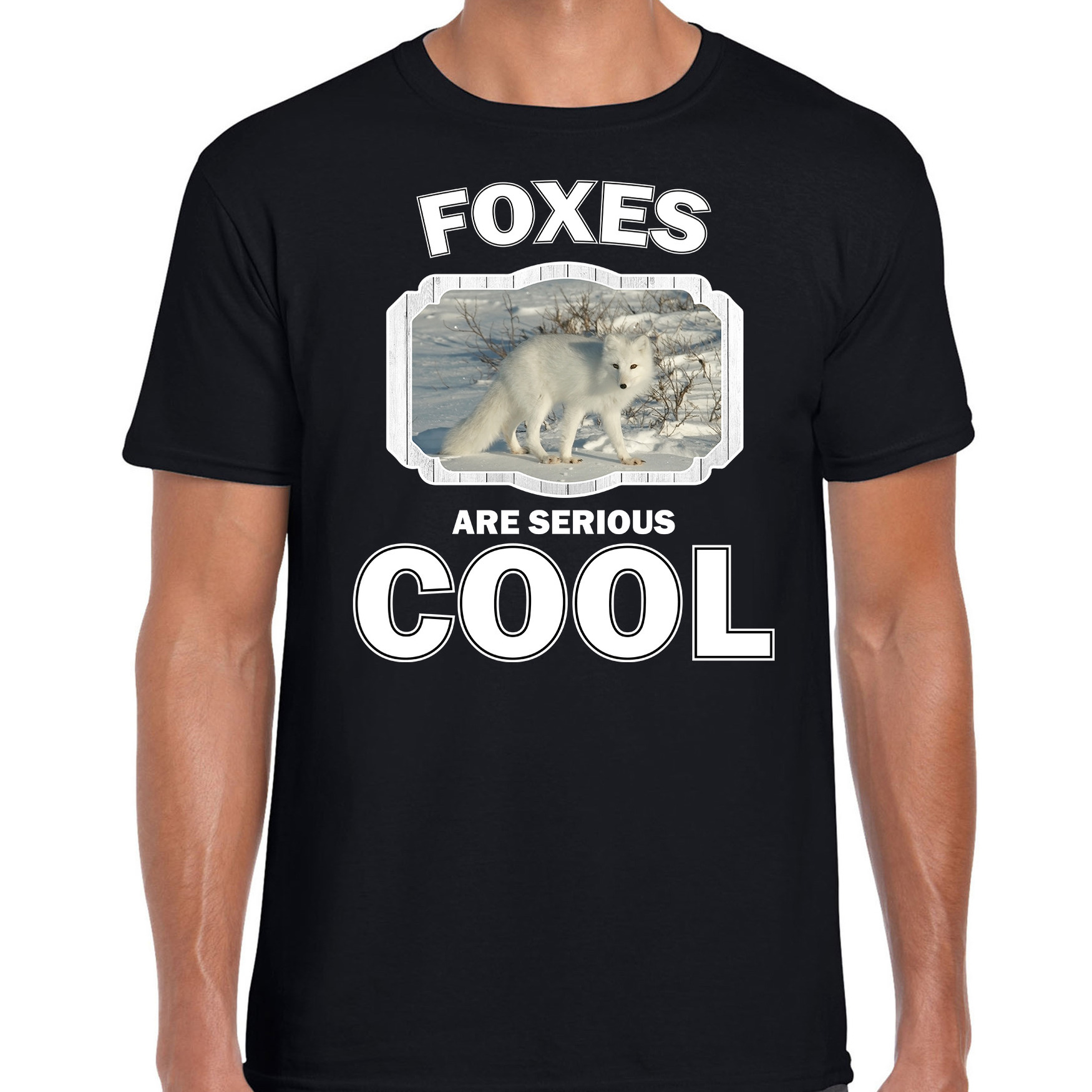 T-shirt foxes are serious cool zwart heren - vossen/ poolvos shirt