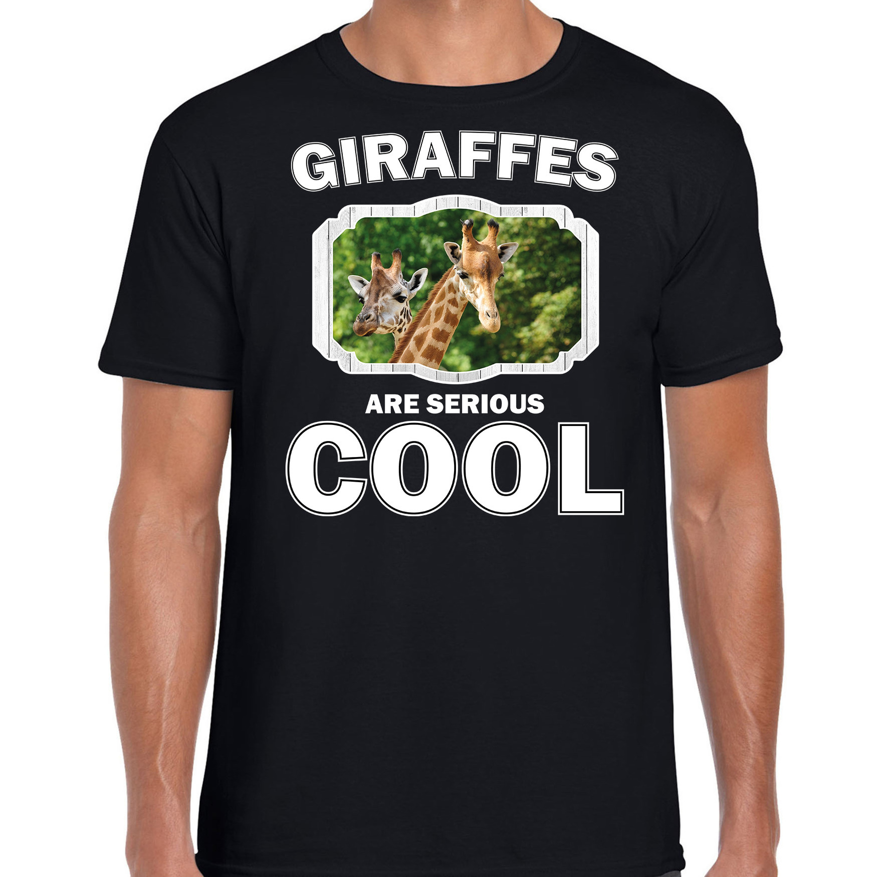 T-shirt giraffes are serious cool zwart heren - giraffen/ giraffe shirt