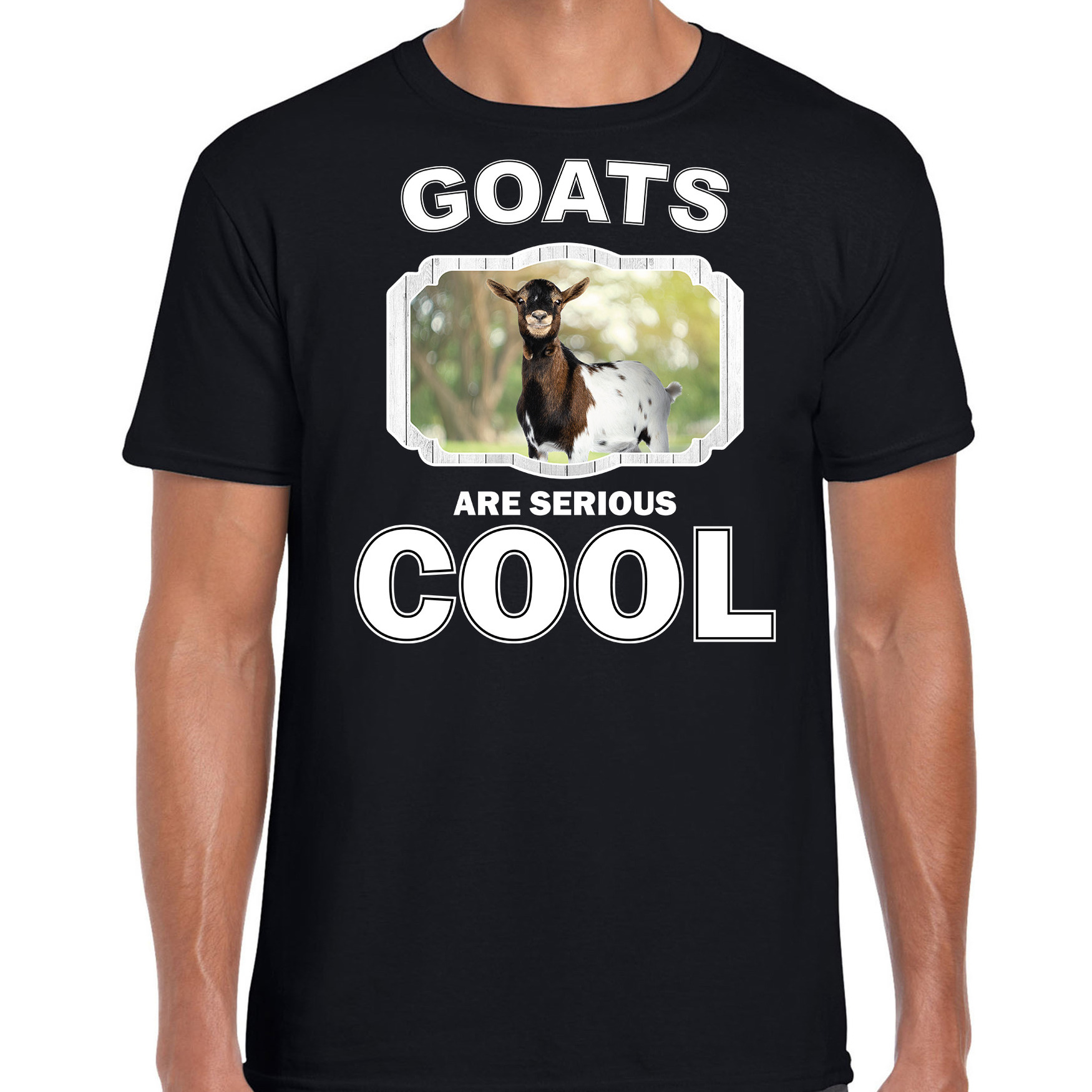 T-shirt goats are serious cool zwart heren - geiten/ gevlekte geit shirt