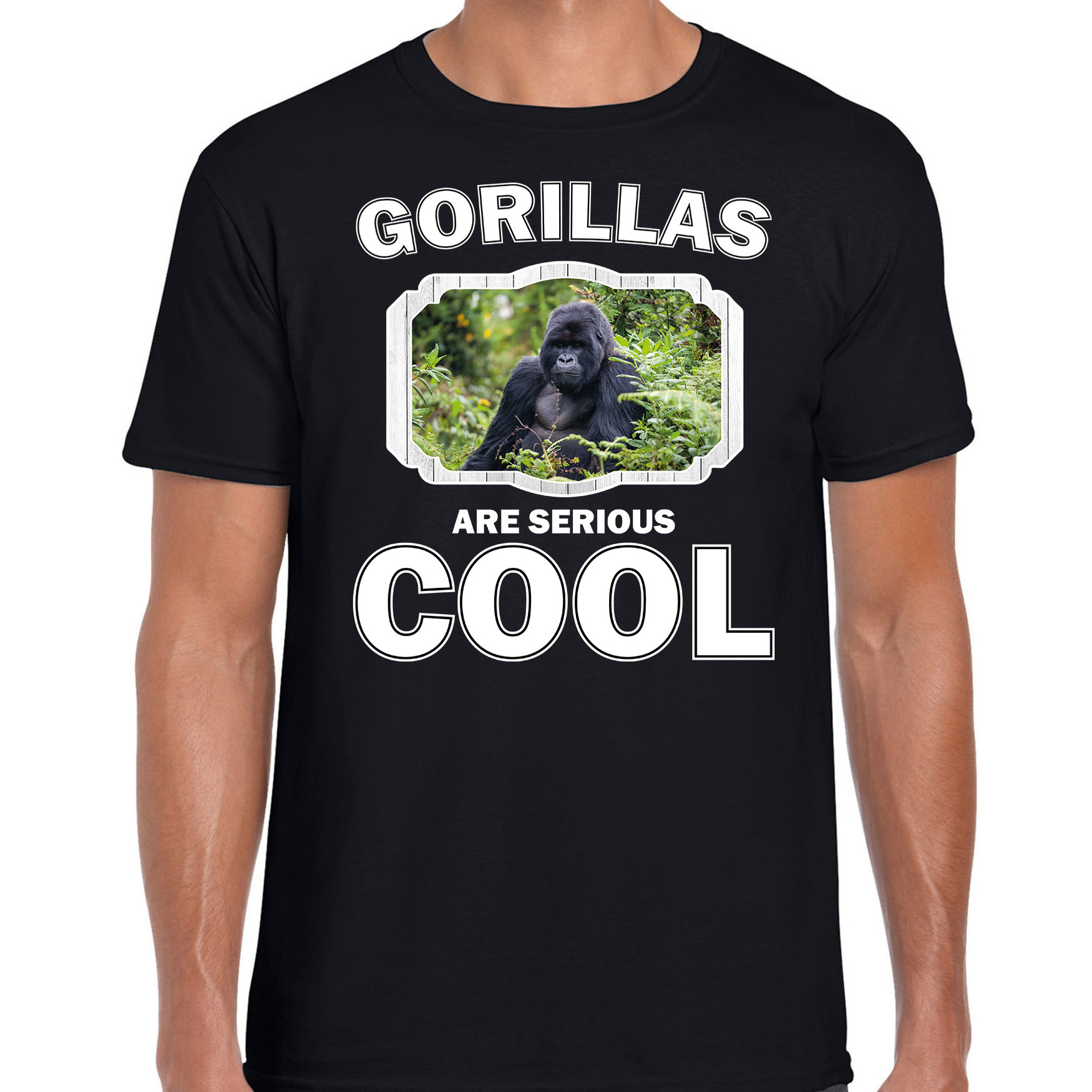 T-shirt gorillas are serious cool zwart heren - gorilla apen/ gorilla shirt