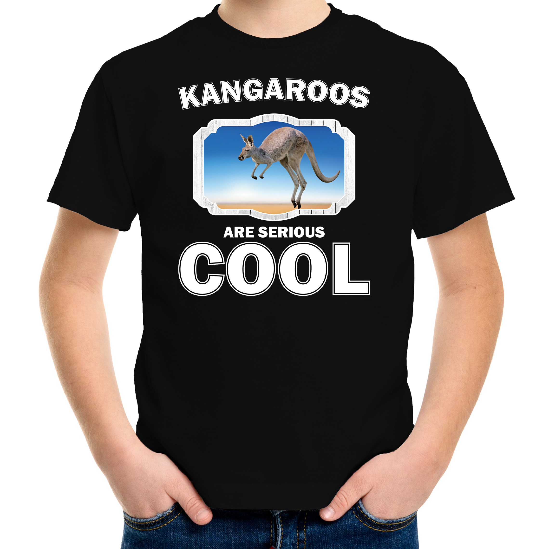 T-shirt kangaroos are serious cool zwart kinderen - kangoeroes/ kangoeroe shirt