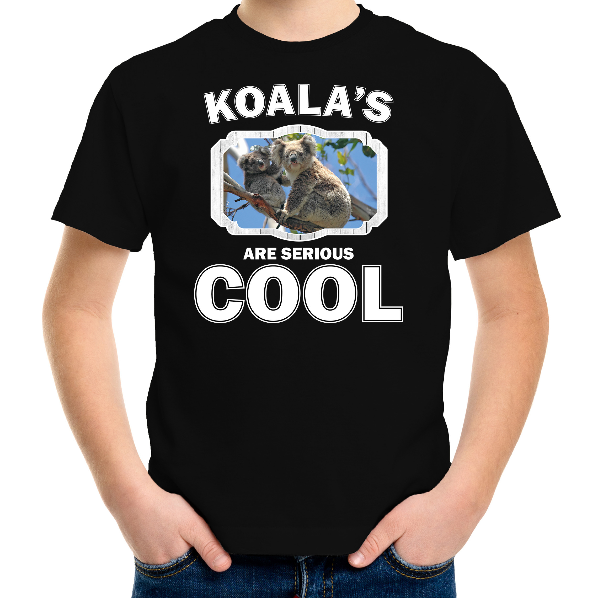 T-shirt koalas are serious cool zwart kinderen - koalaberen/ koala beer shirt
