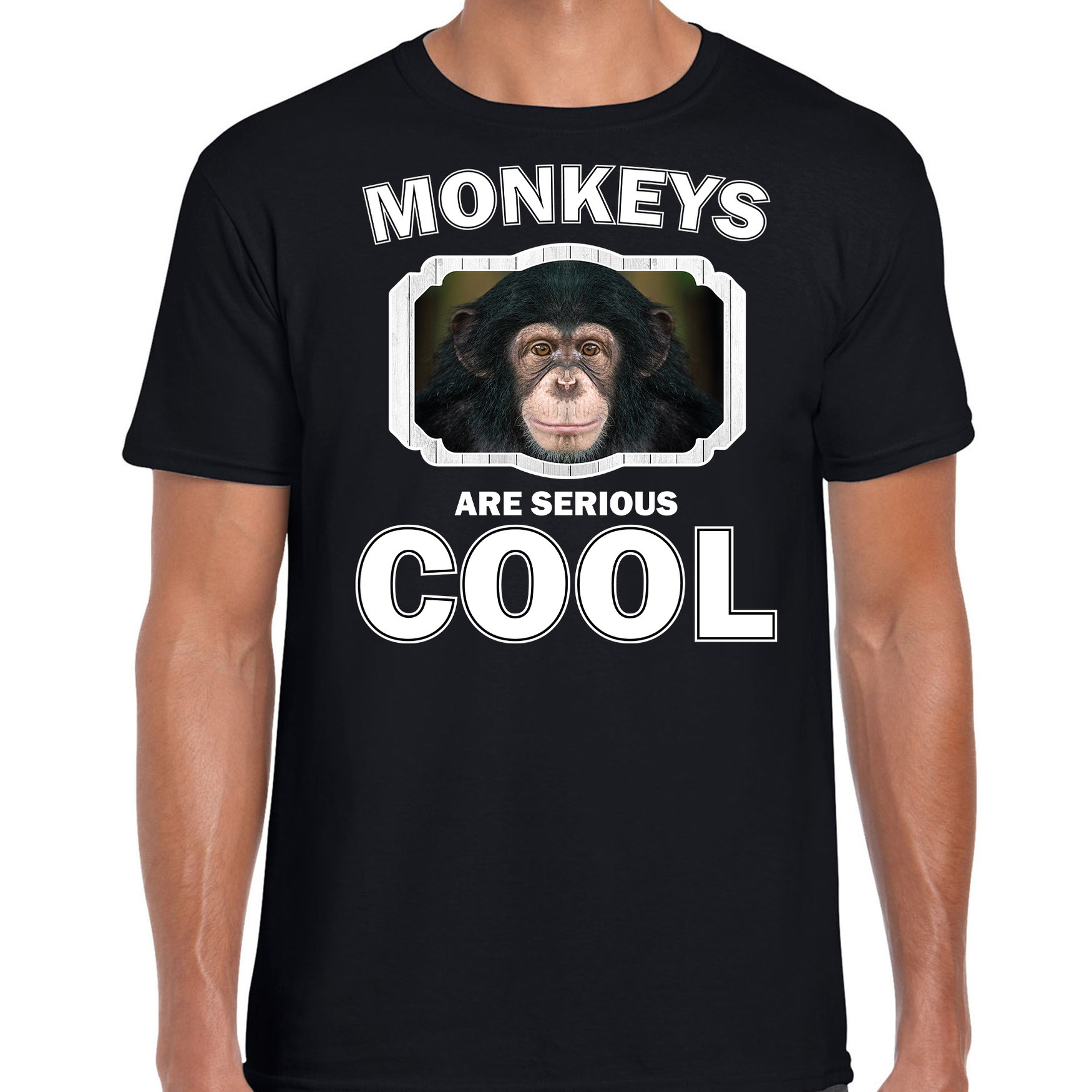 T-shirt monkeys are serious cool zwart heren - apen/ leuke chimpansee shirt