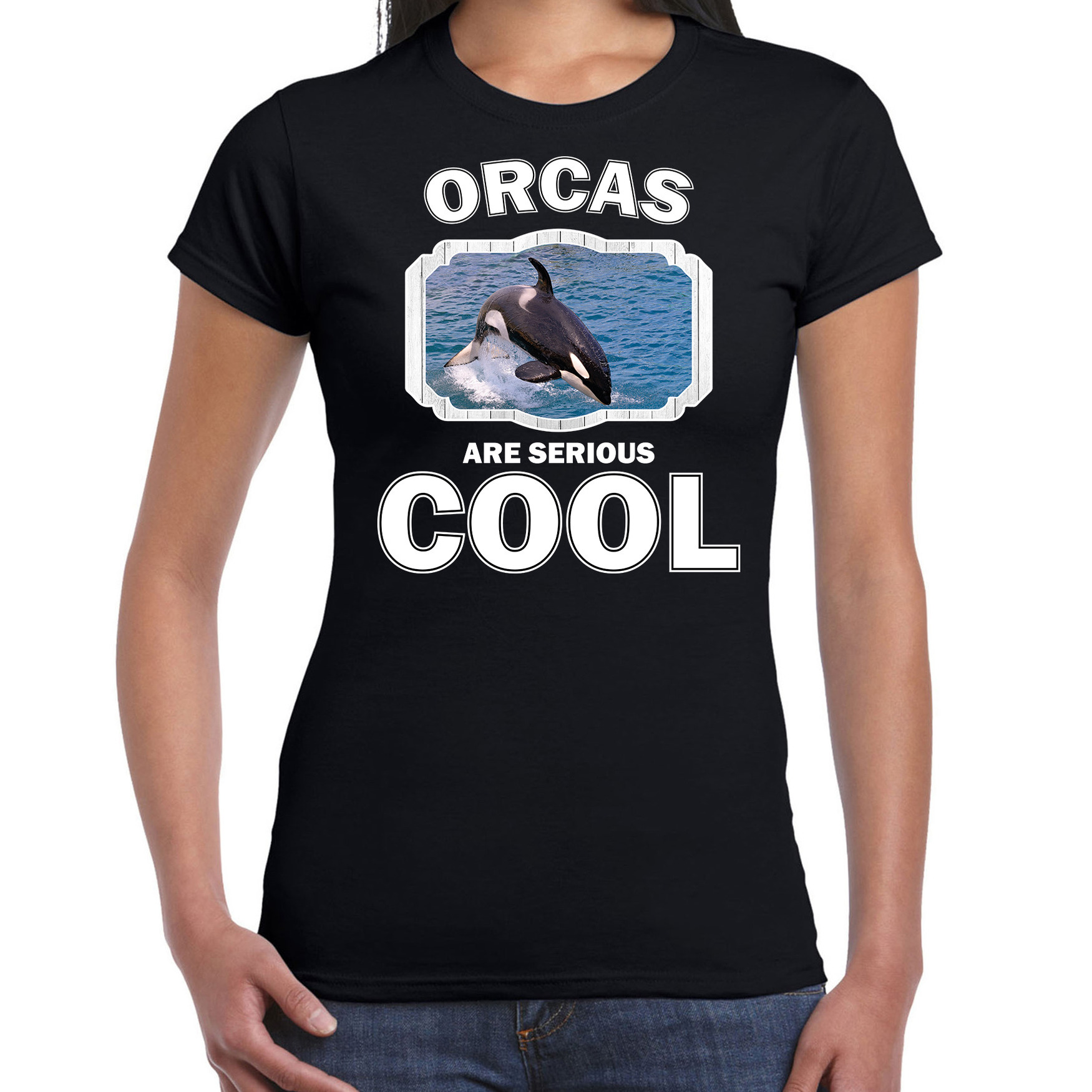 T shirt orcas are serious cool zwart dames orka walvissen grote orka shirt