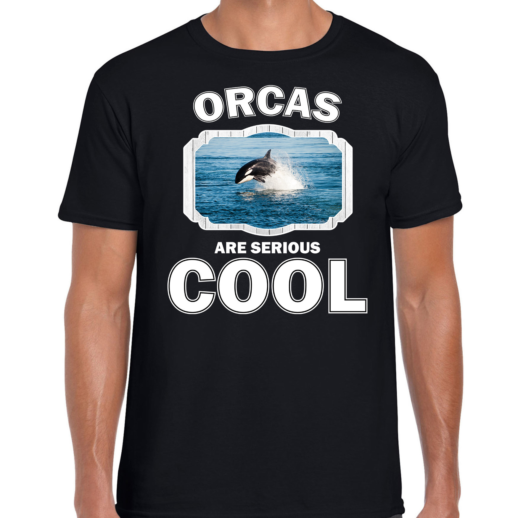 T-shirt orcas are serious cool zwart heren - orka s/ orka shirt