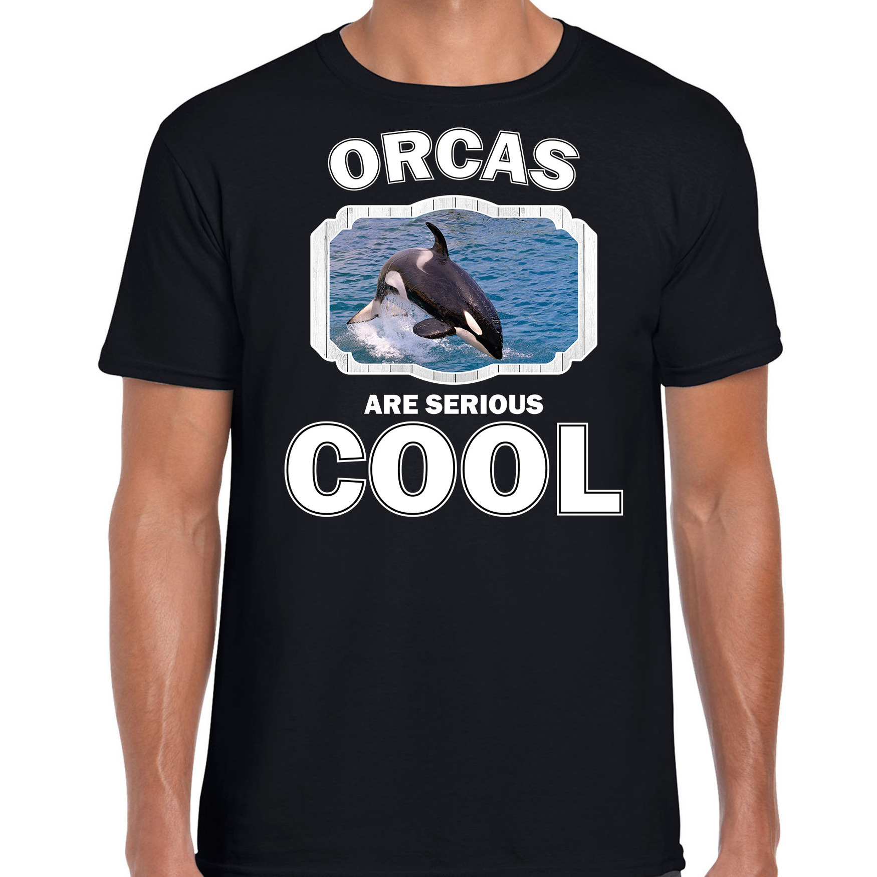 T-shirt orcas are serious cool zwart heren - orka walvissen/ grote orka shirt