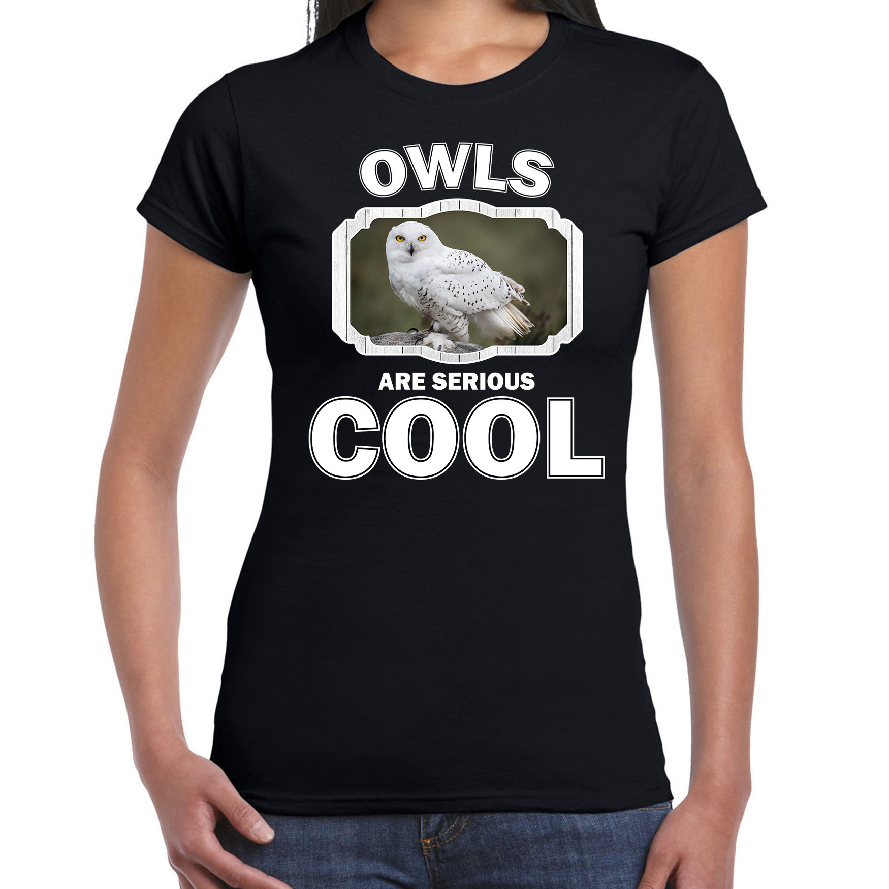 T-shirt owls are serious cool zwart dames - uilen/ sneeuwuil shirt