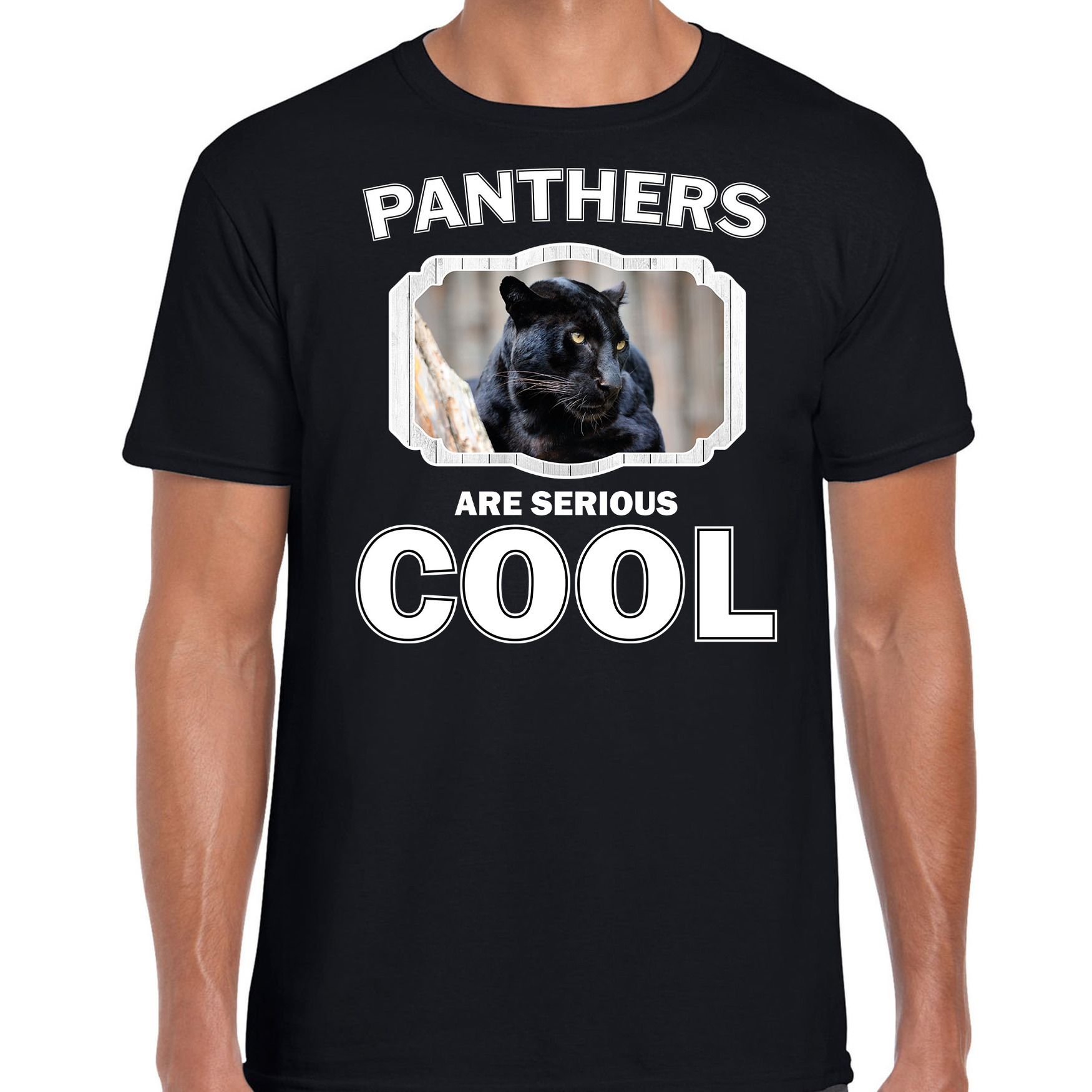 T-shirt panthers are serious cool zwart heren - panters/ zwarte panter shirt