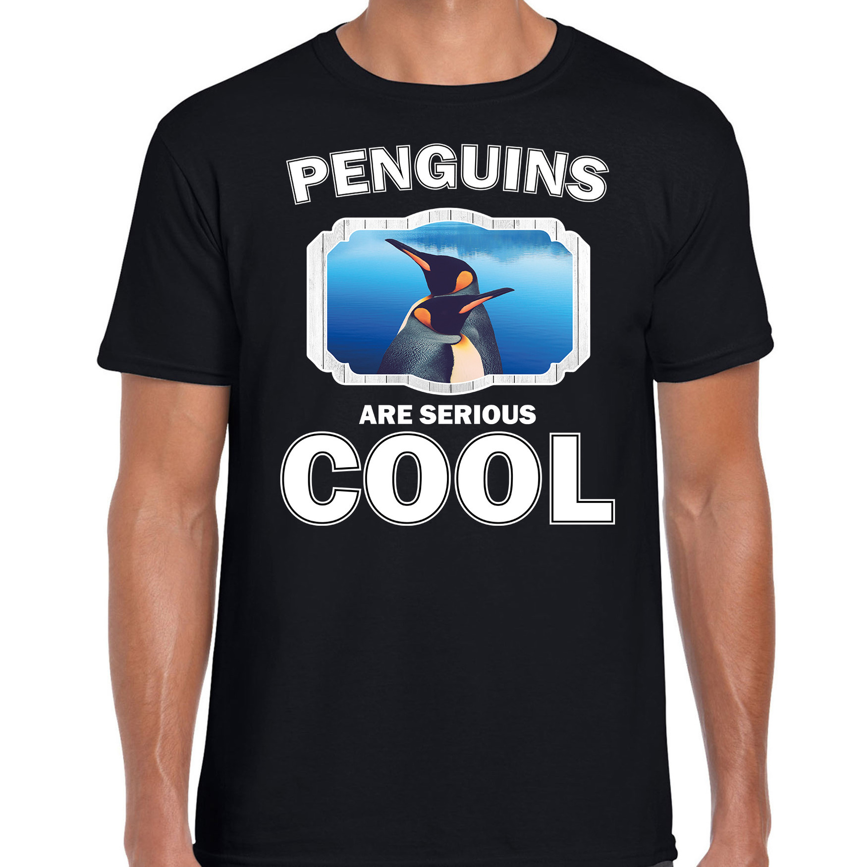 T-shirt penguins are serious cool zwart heren - pinguins/ pinguin shirt