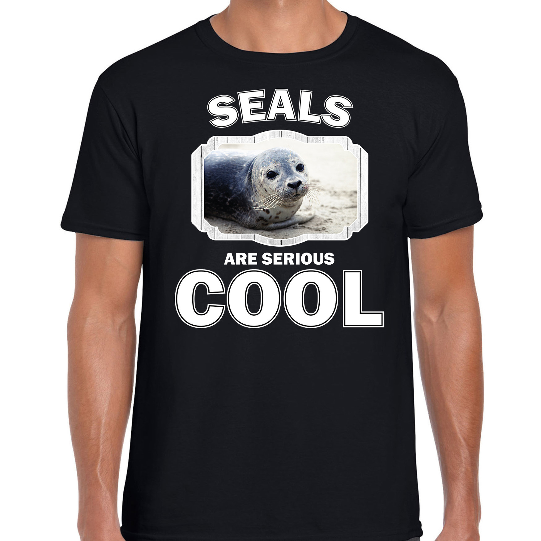 T-shirt seals are serious cool zwart heren - zeehonden/ zeehond shirt