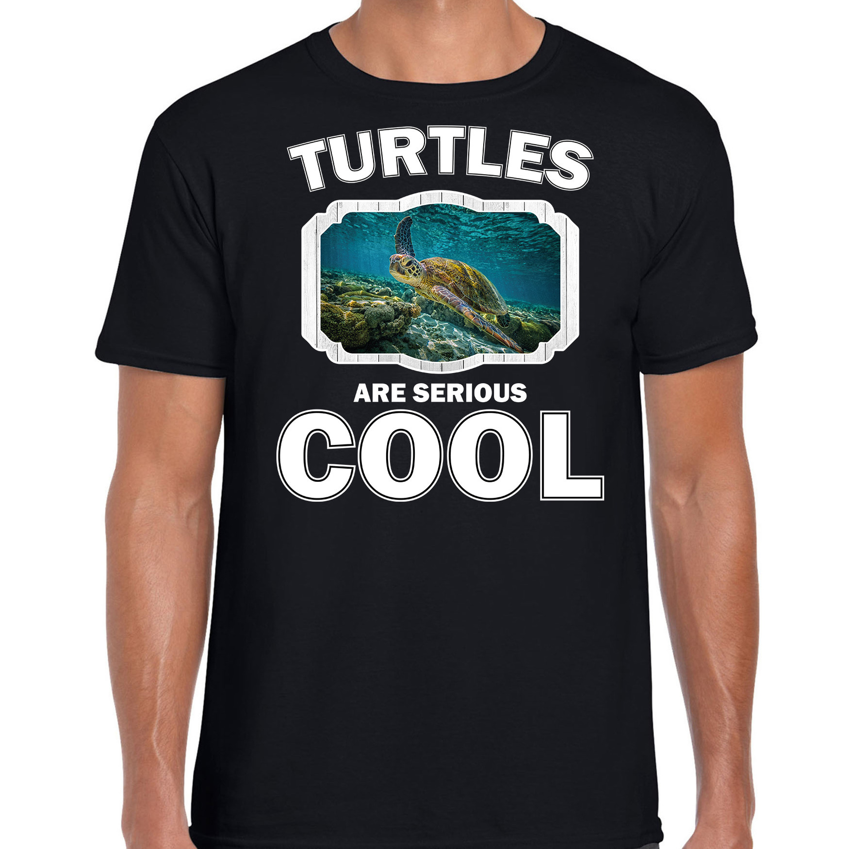 T-shirt turtles are serious cool zwart heren - schildpadden/ zee schildpad shirt