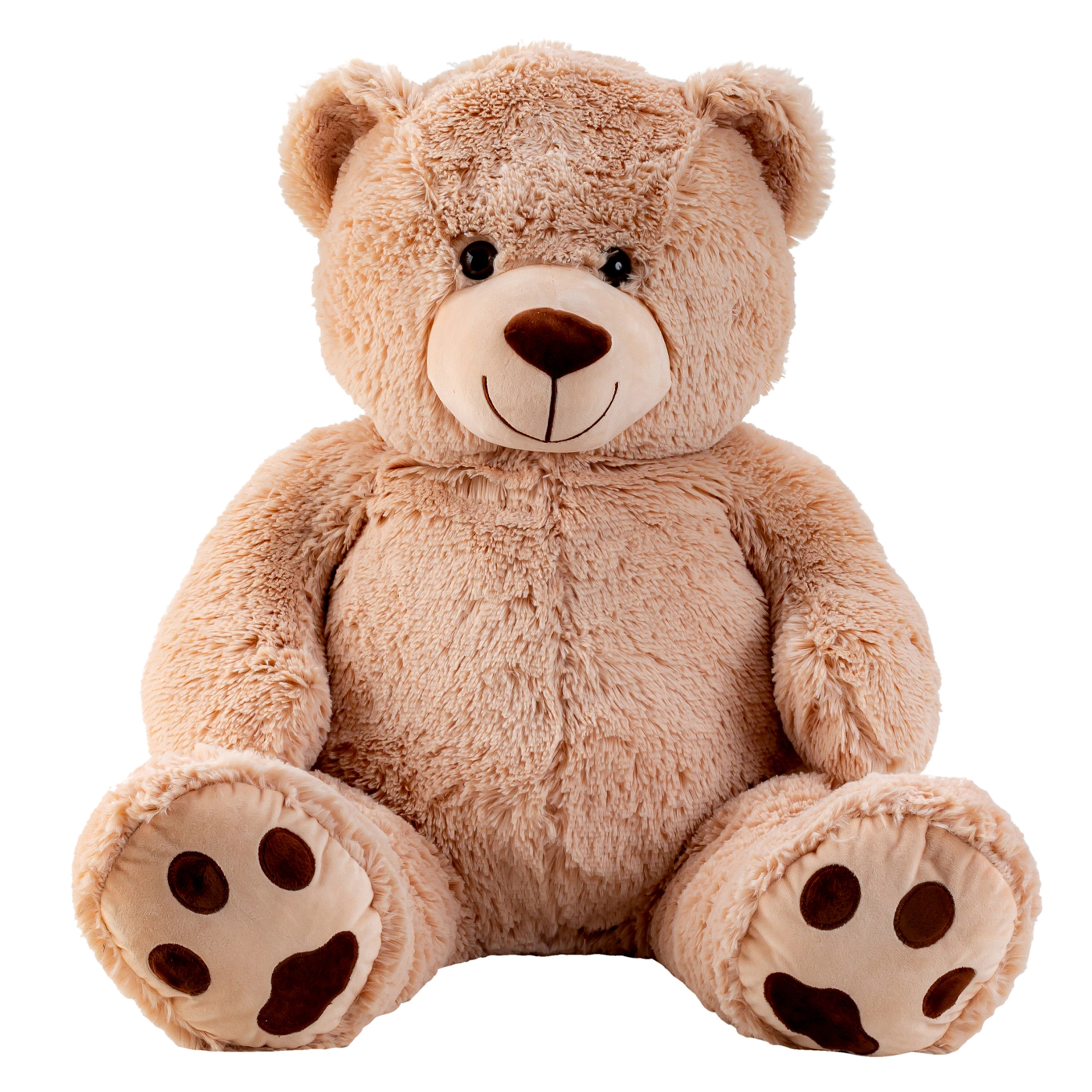 Teddy beer knuffel van zachte pluche 64 cm zittend-100 cm staand lichtbruin
