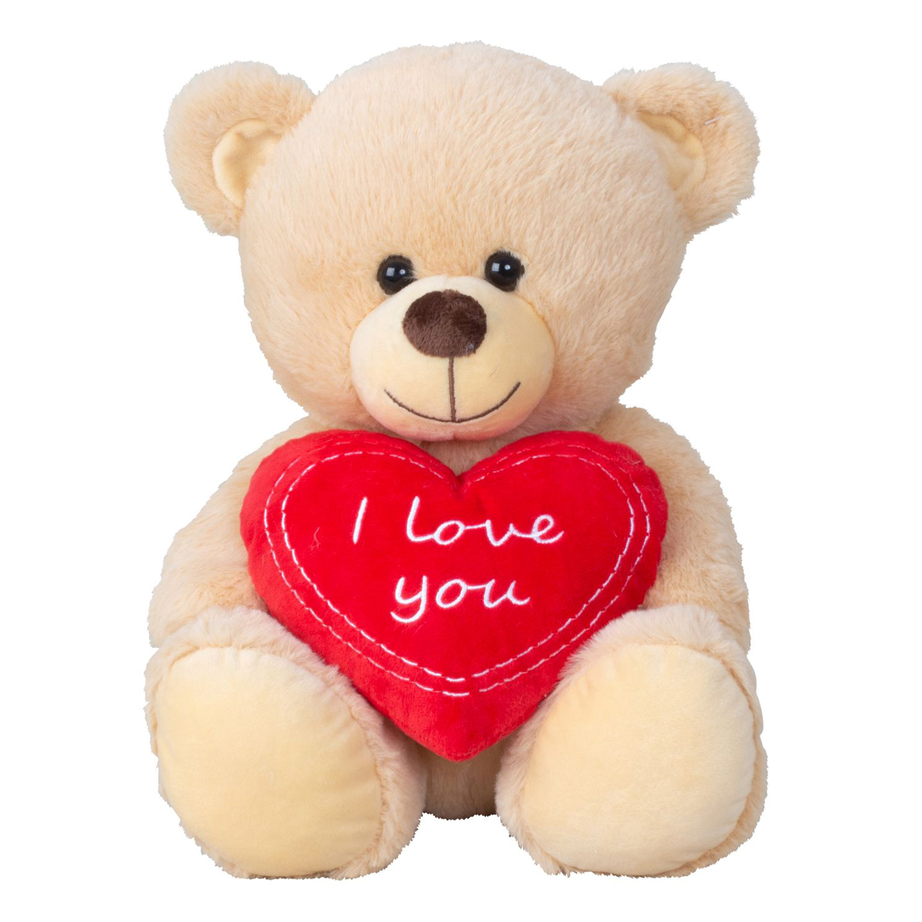 Teddy beer knuffel van zachte pluche - met liefdes hartje - 30 cm zittend