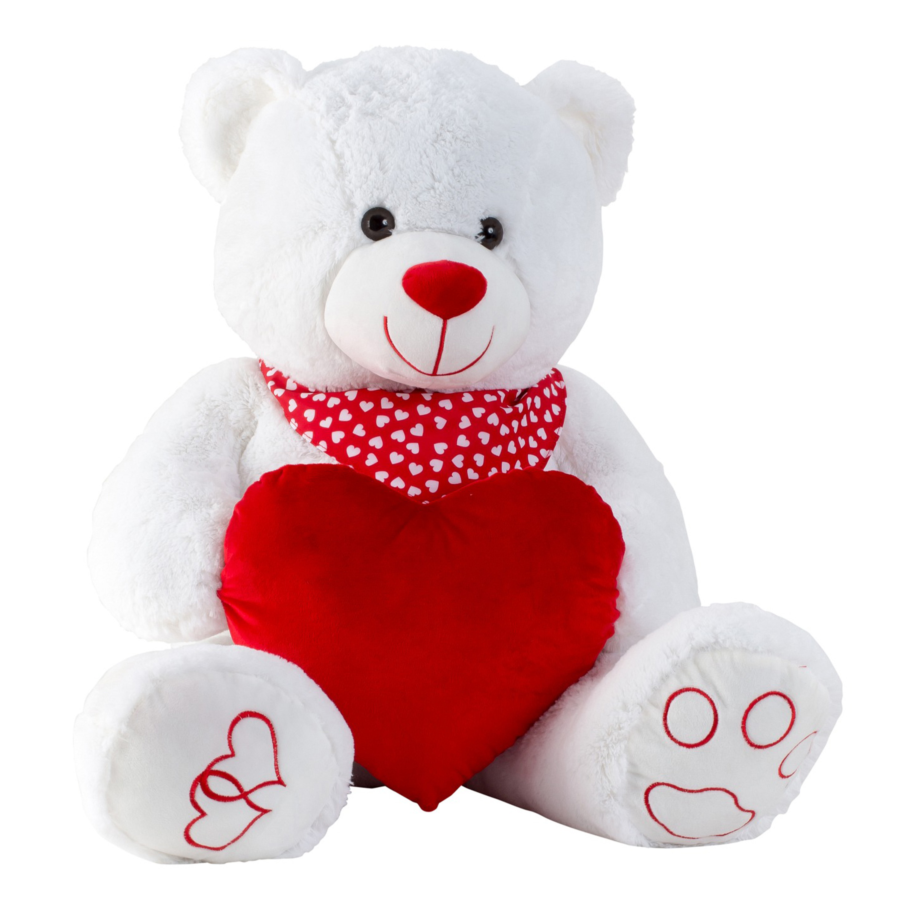 Teddy beer knuffel van zachte pluche - met liefdes hartje - 64 cm zittend/100 cm staand