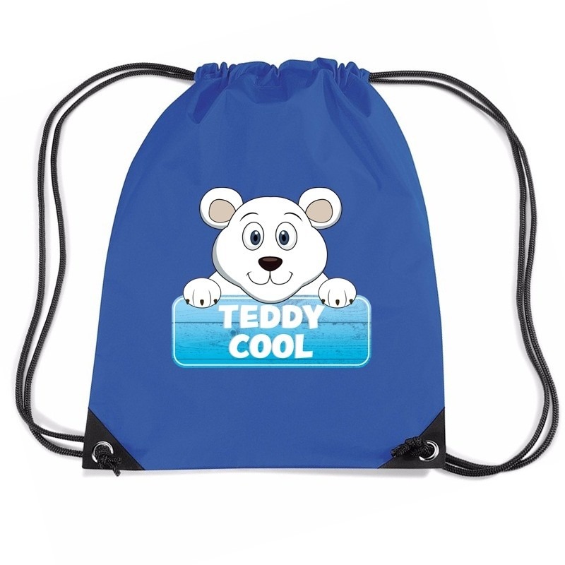 Teddy Cool de ijsbeer trekkoord rugzak / gymtas blauw voor kinderen