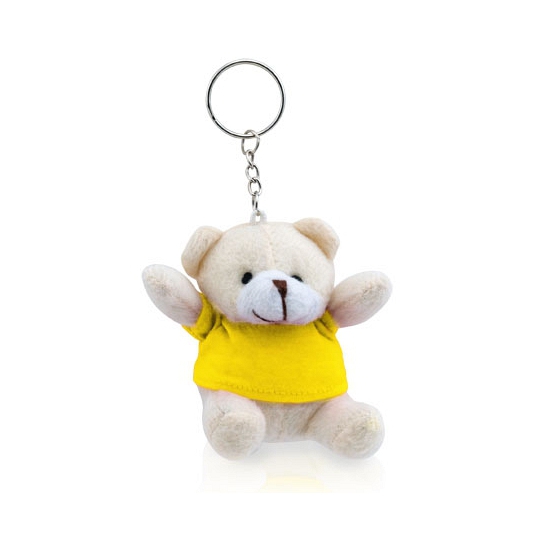 Teddybeer knuffel sleutelhangertje geel 8 cm