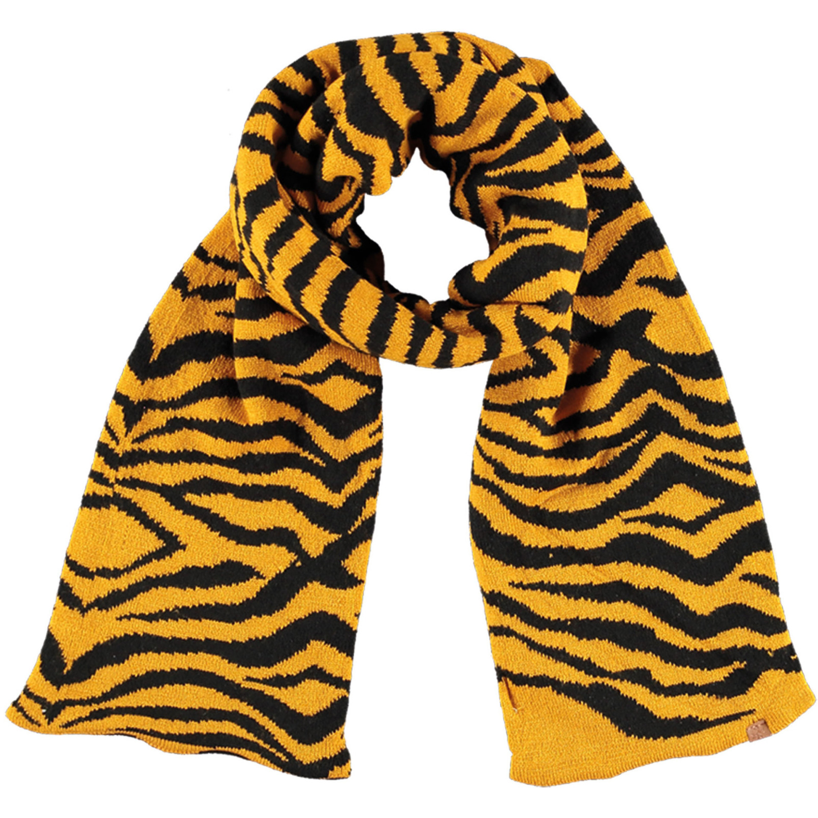 Tijger/zebra sjaal/shawl okergeel/zwart gestreept voor meisjes