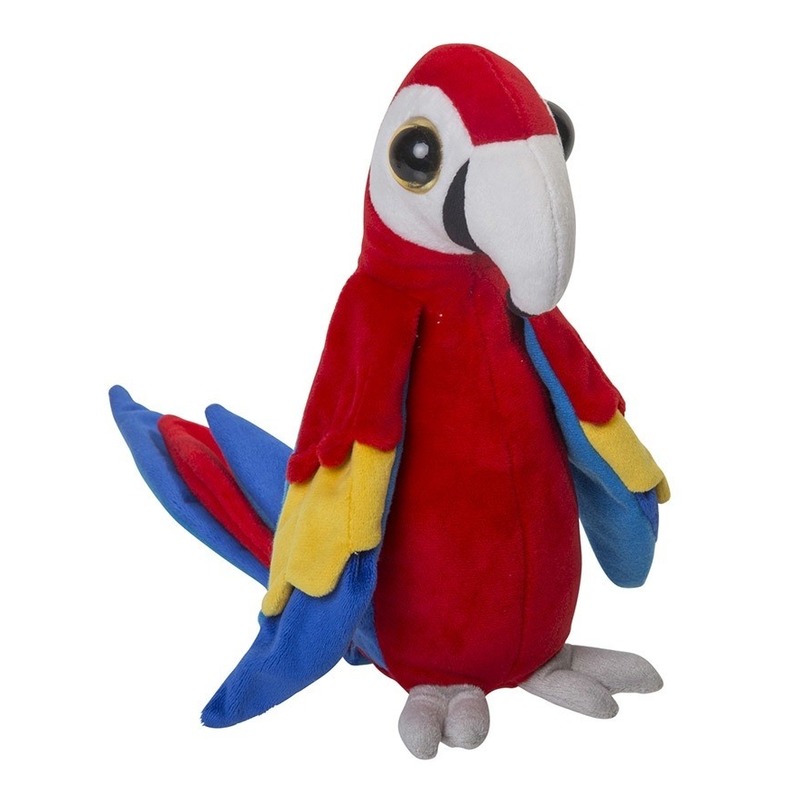 Tropische papegaai knuffel rood pluche 38 cm