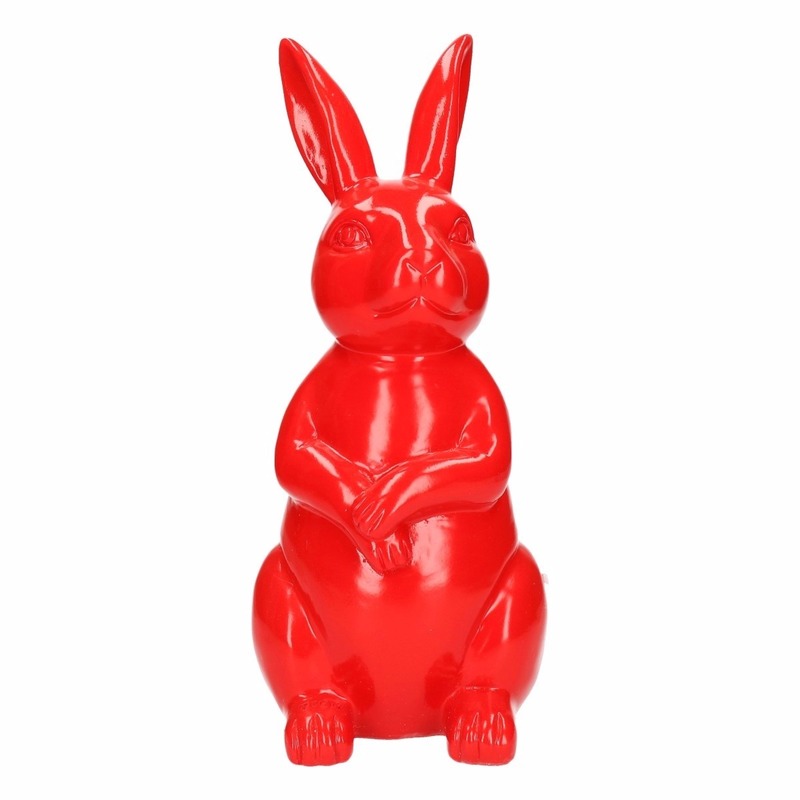 Tuinbeeld konijn / haas rood 30 cm