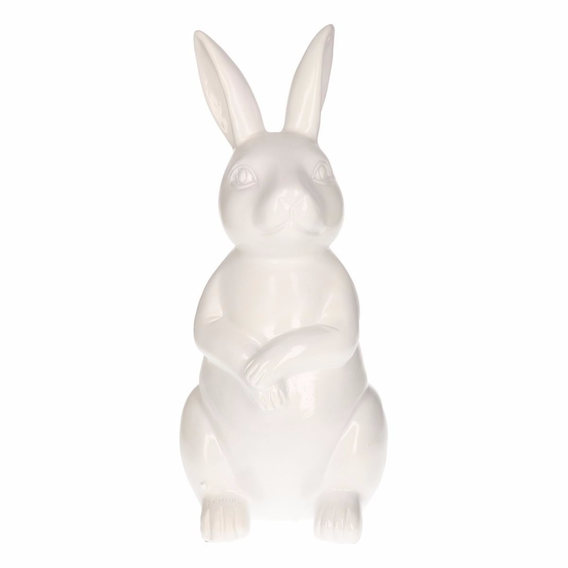 Tuinbeeld konijn / haas wit 30 cm